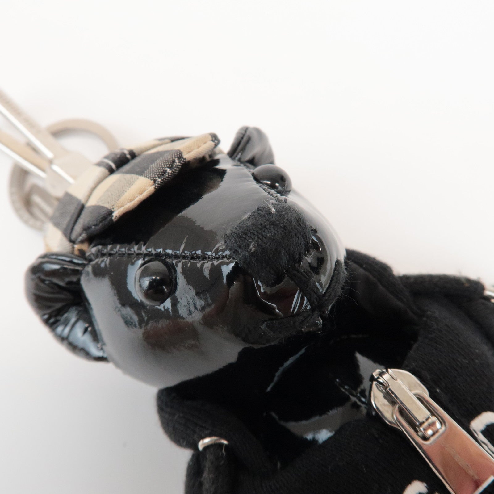 BURBERRY Thomas Bear Cotton Patent Leather Bag Charm Key Holder