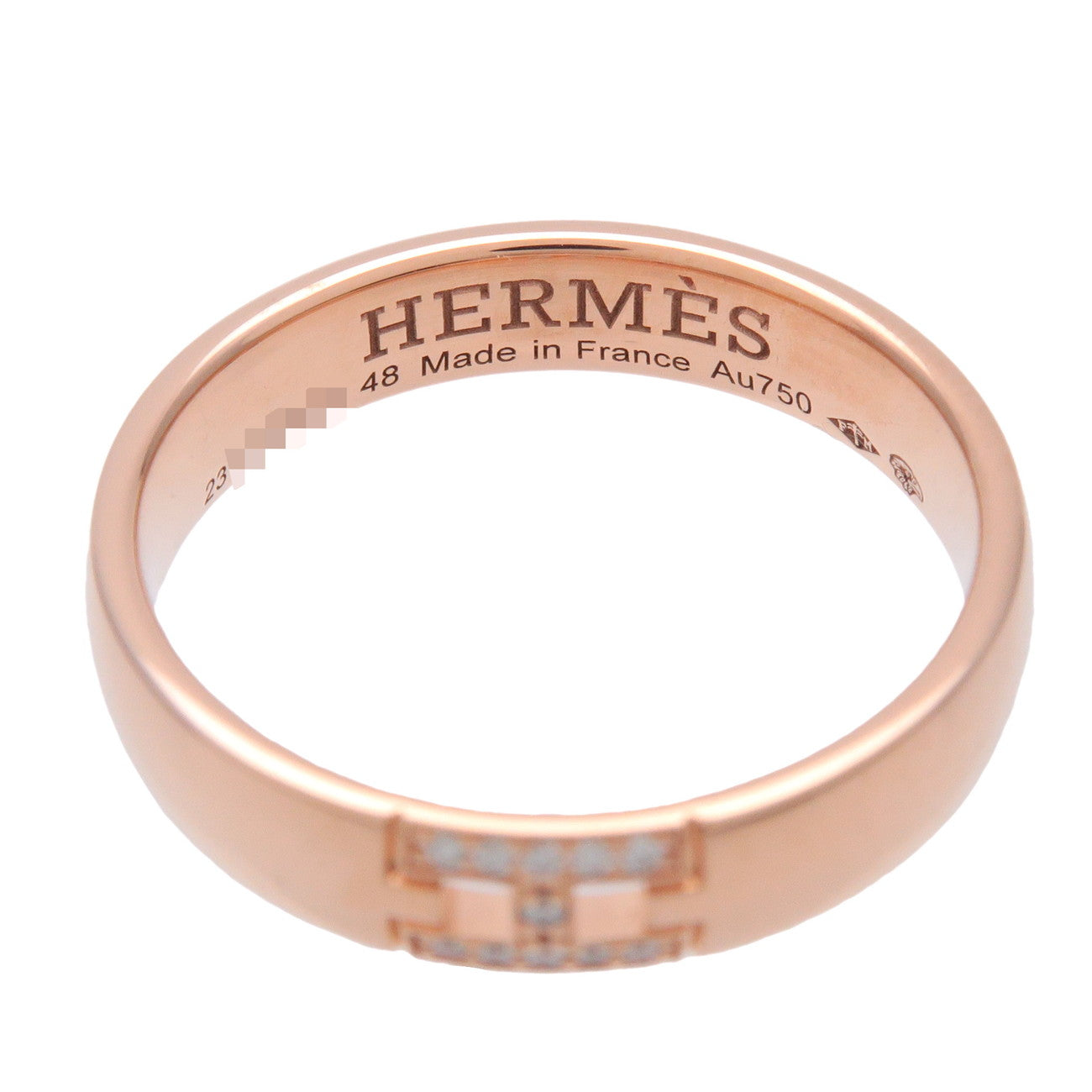 HERMES Ever Hercules 11P Diamond Ring K18PG Rose Gold US4.5 EU48