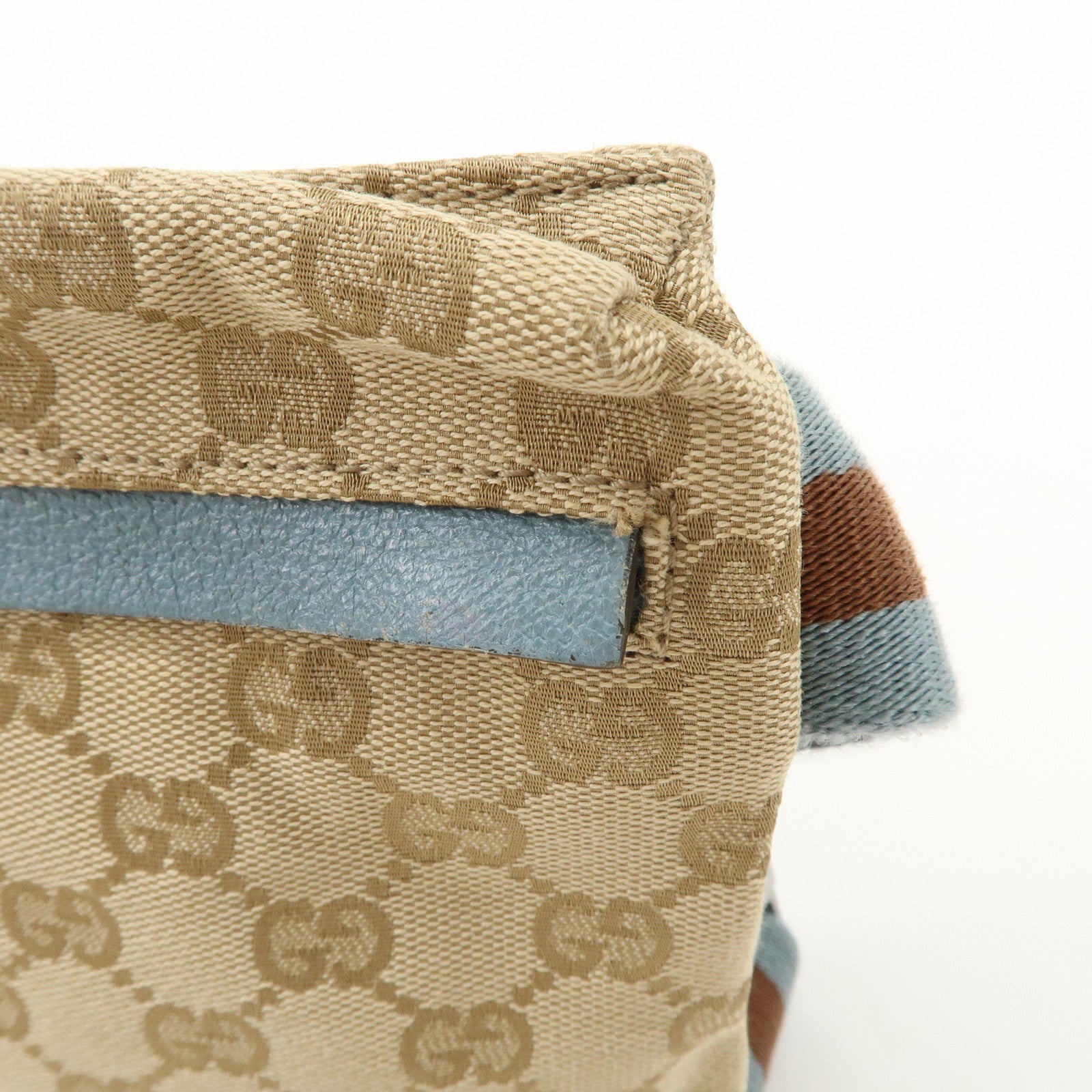 GUCCI GG Canvas Leather Waist Bag Crossbody Bag Light Blue 28566