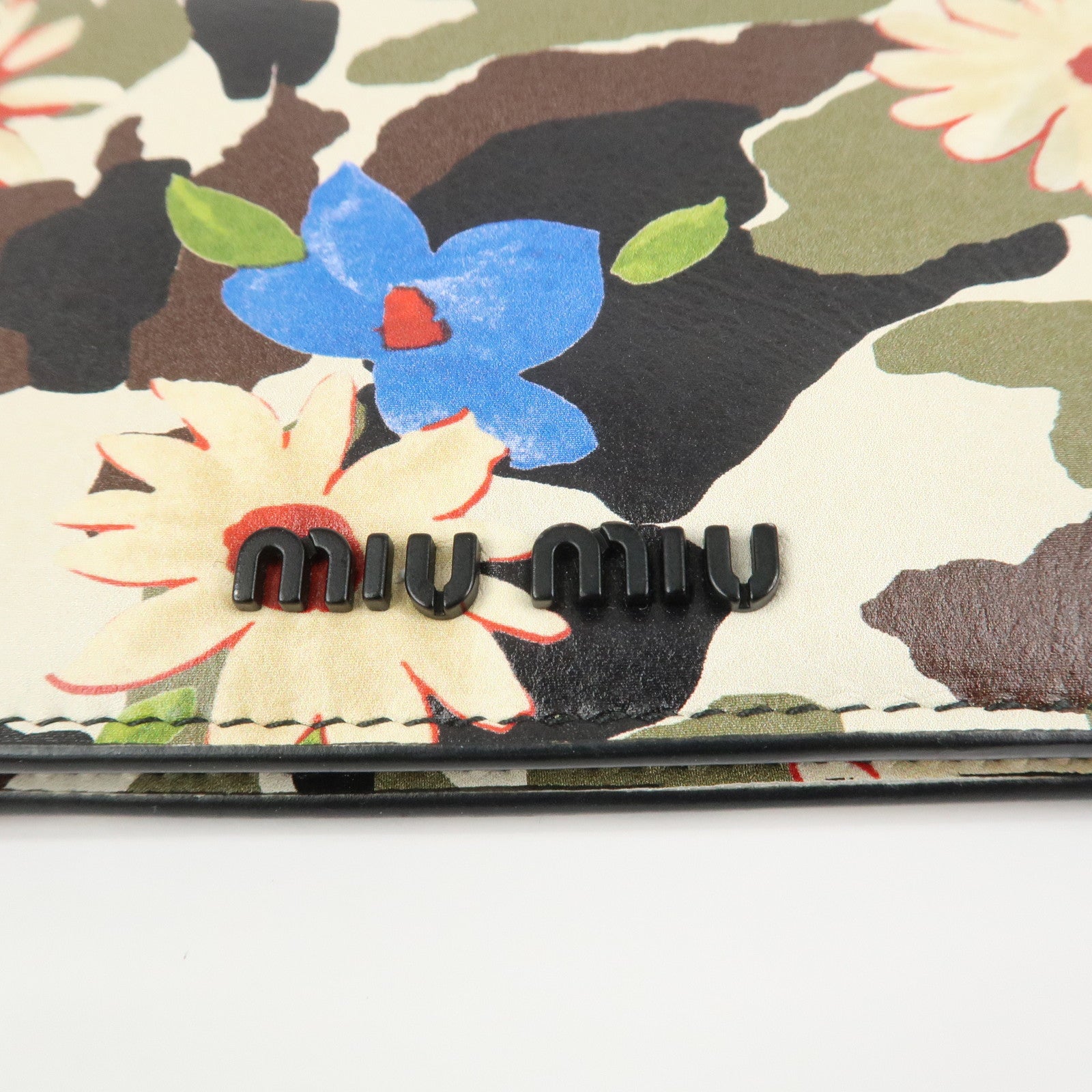 MIU MIU Flower Leather Bi-fold Compact Wallet Multicolor 5MV204