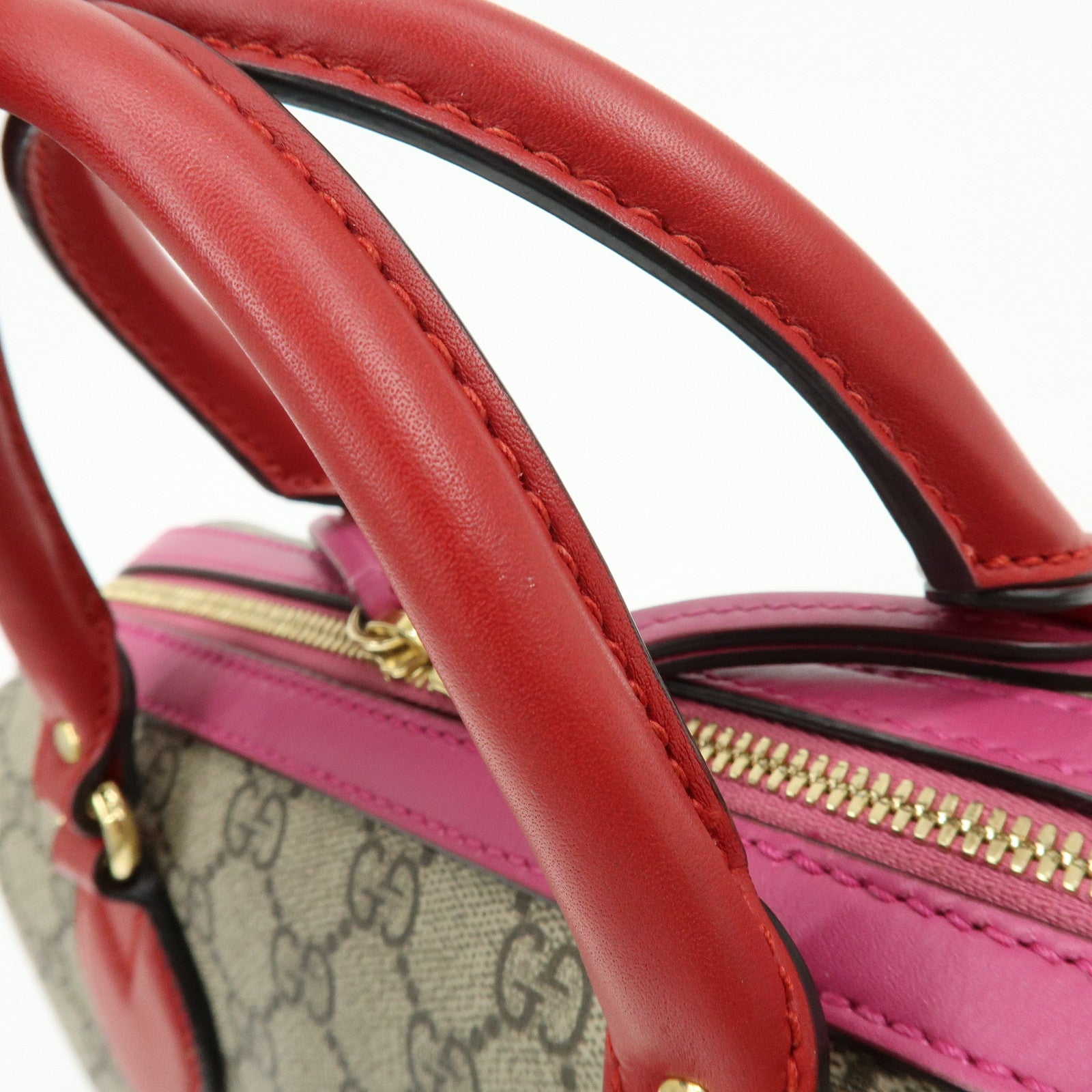 GUCCI GG Supreme Leather 2WAY Shoulder Bag Beige Red Pink 409529