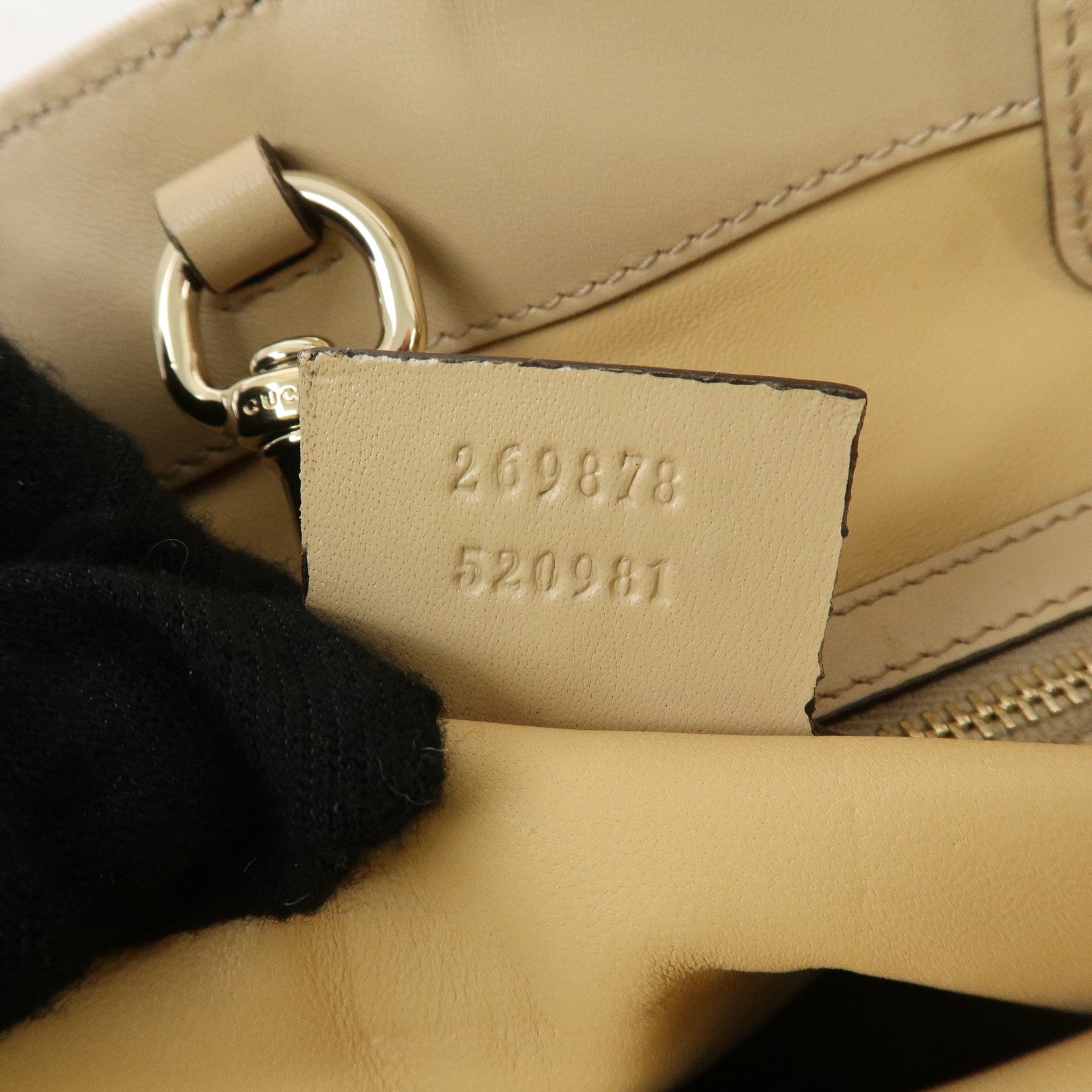 GUCCI Craft Unborn Calf Leather Tote Bag Zebra Pattern Beige 23793 Used