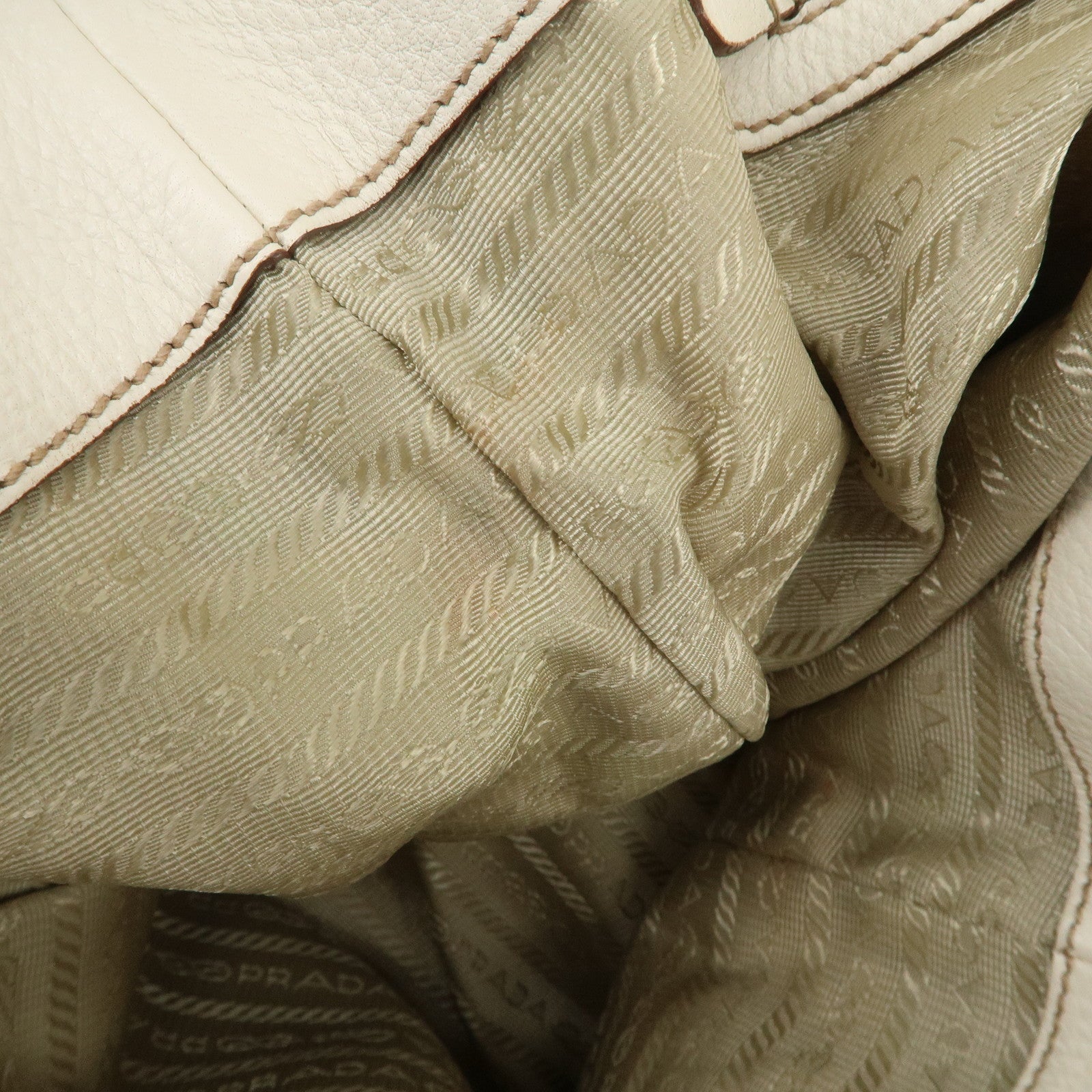 PRADA Logo Shoulder Bag Hand Bag Ivory
