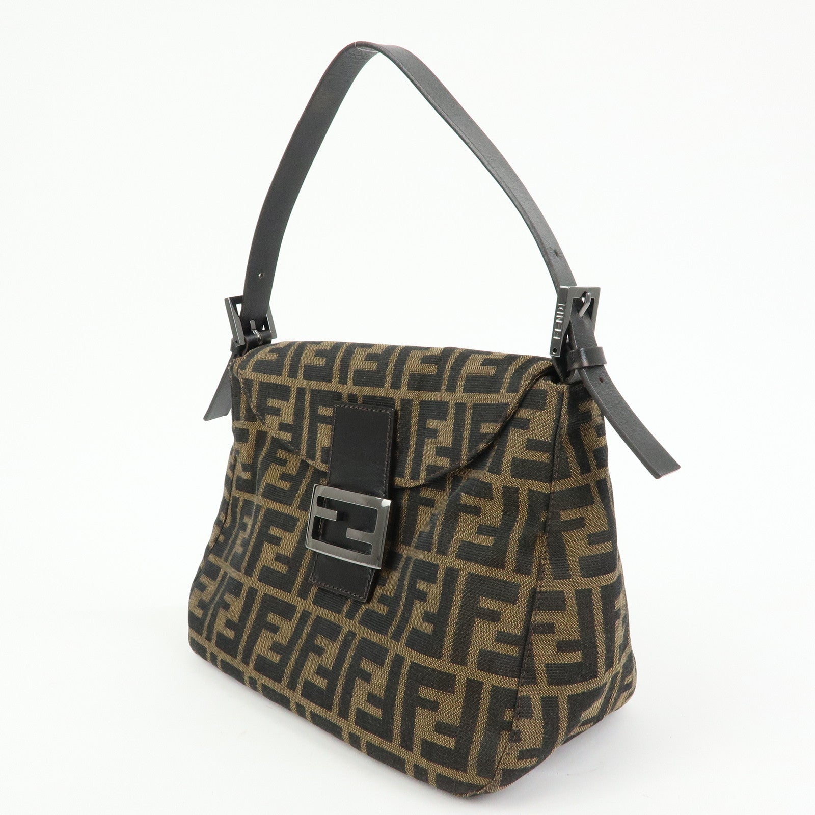 FENDI Zucca Mamma Baguette Canvas Leather Shoulder Bag 8BR004