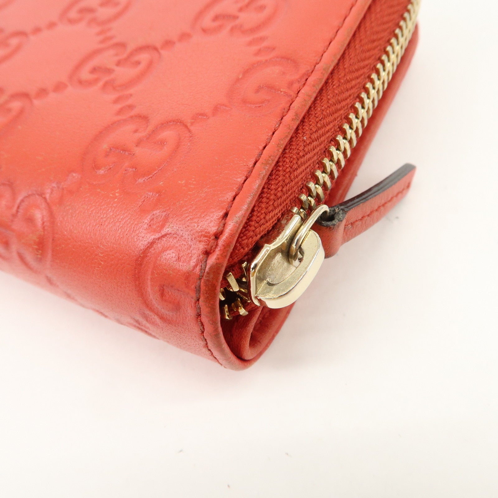 GUCCI Guccissima Leather Bi-fold Compact Wallet Red 346056