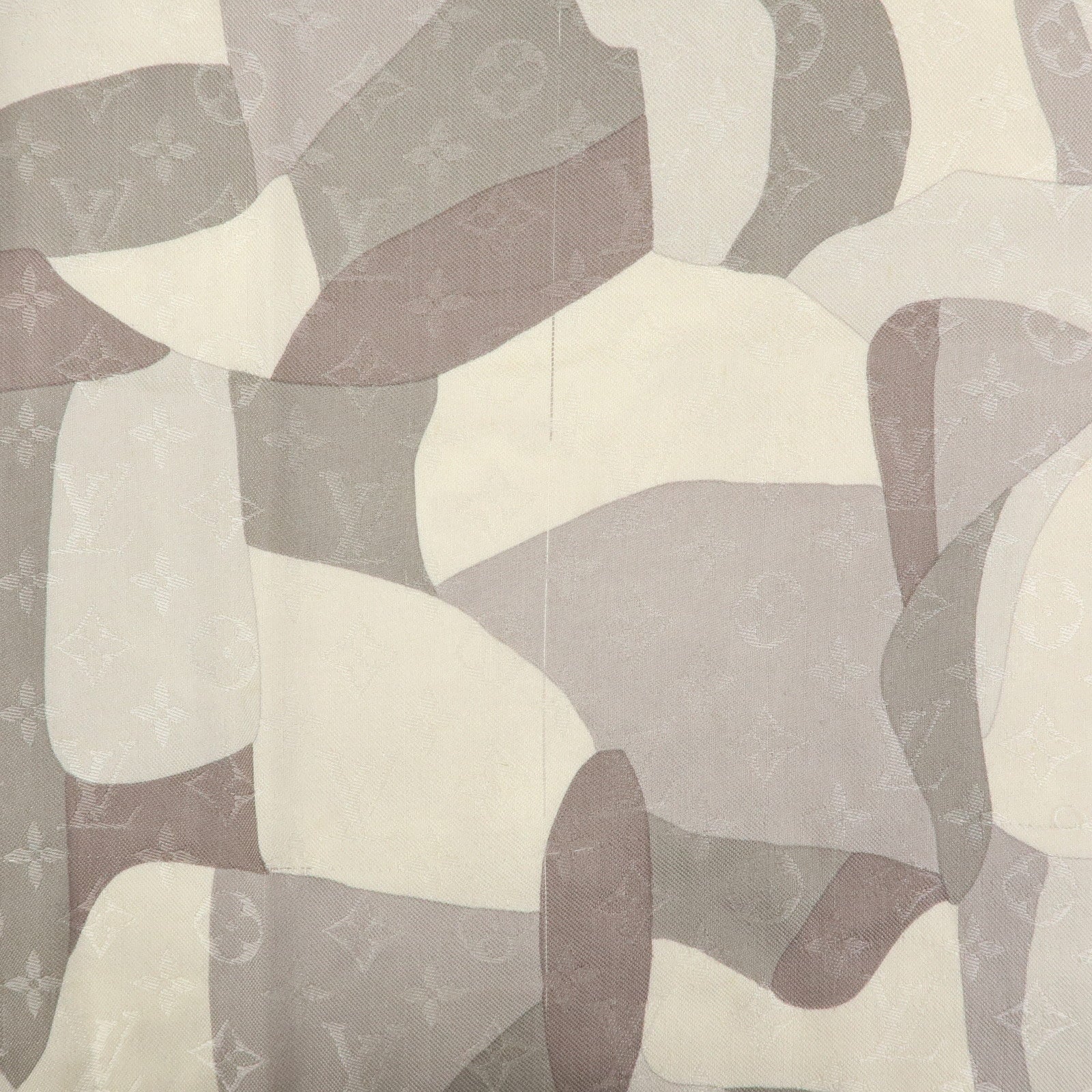 Louis Vuitton Monogram Silk Wool Shawl Scarf Camouflage Gray M75397