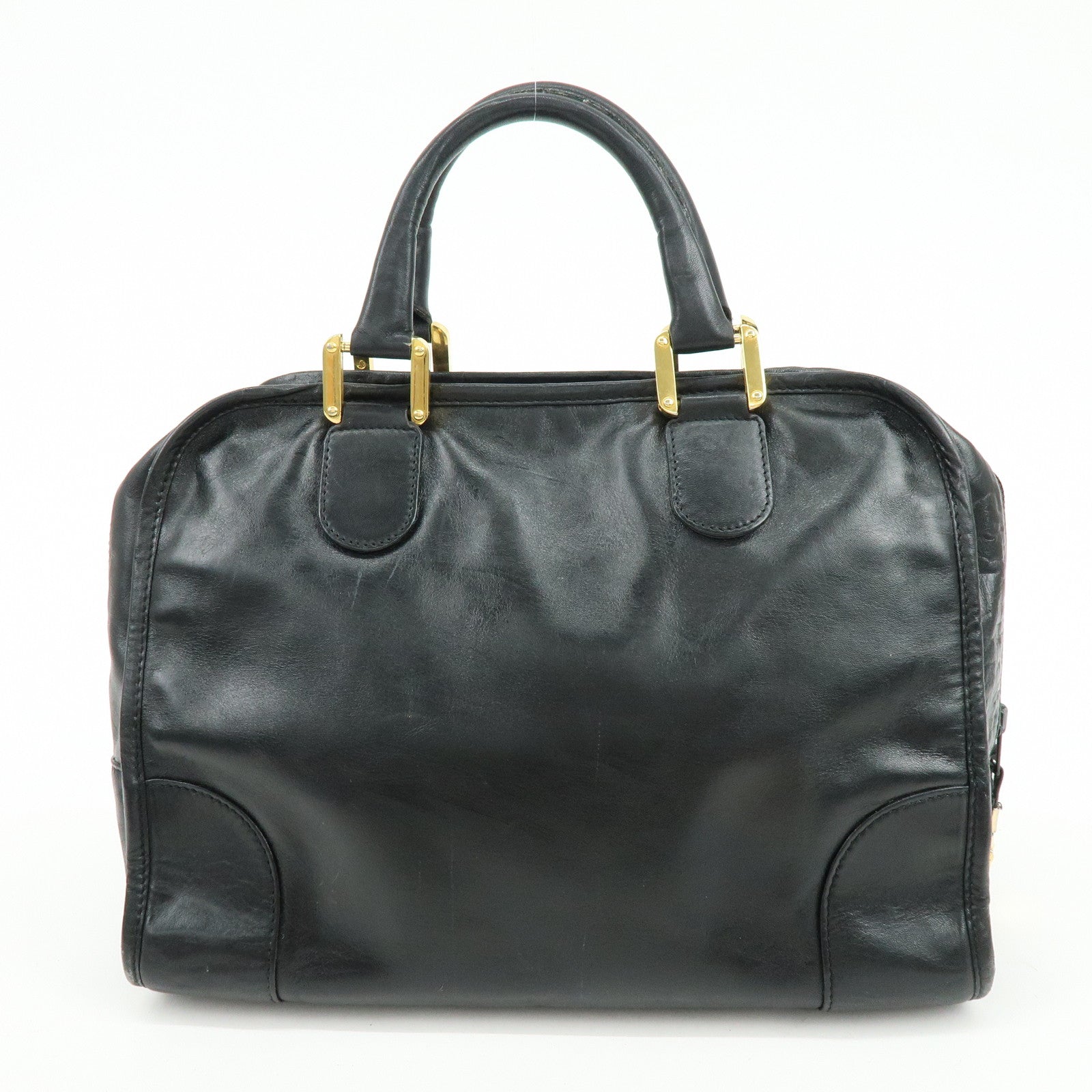 LOEWE Anagram Amazona36 Leather Hand Bag Boston Bag Black