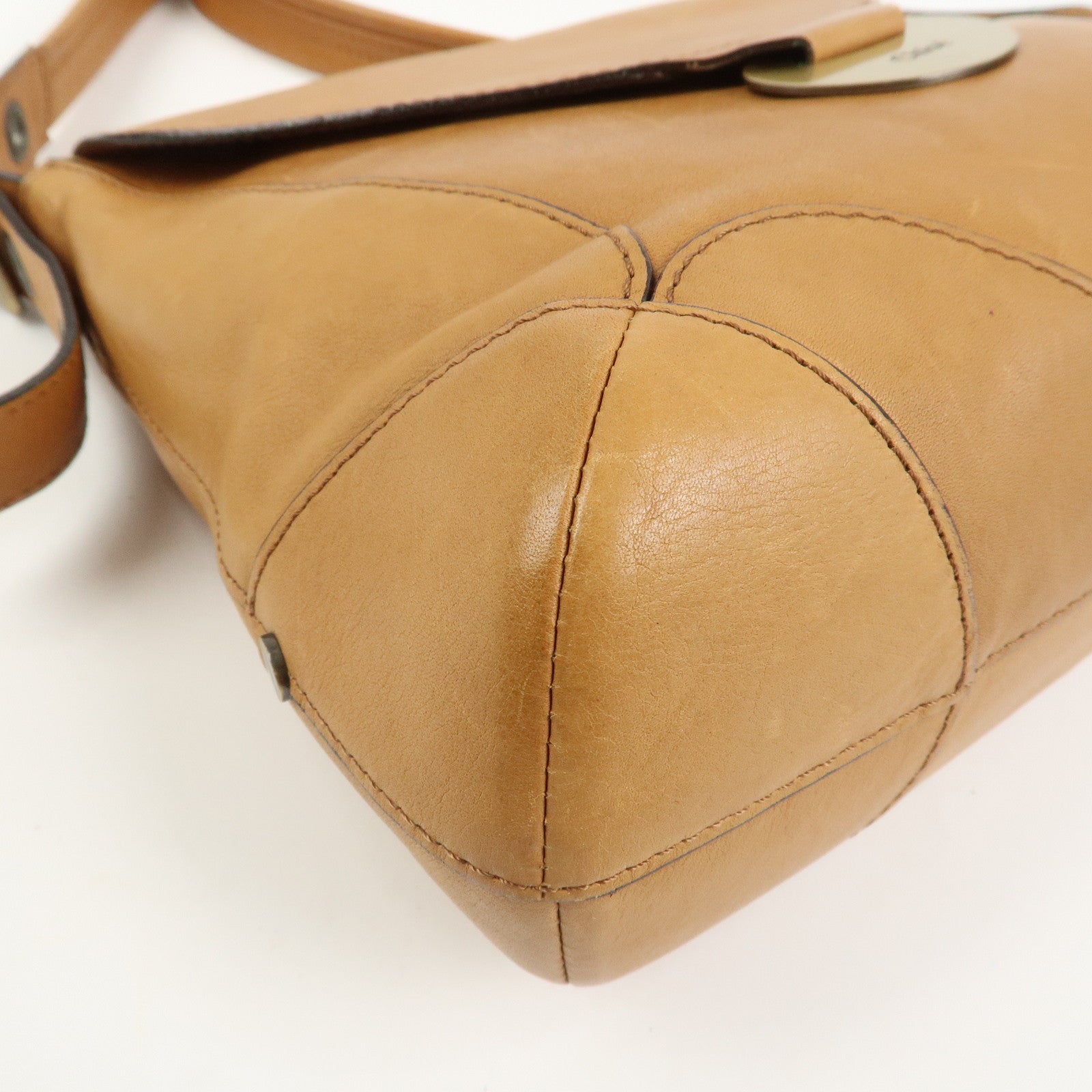 Chloe Logo Leather Shoulder Bag Hand Bag Crossbody Bag Brown