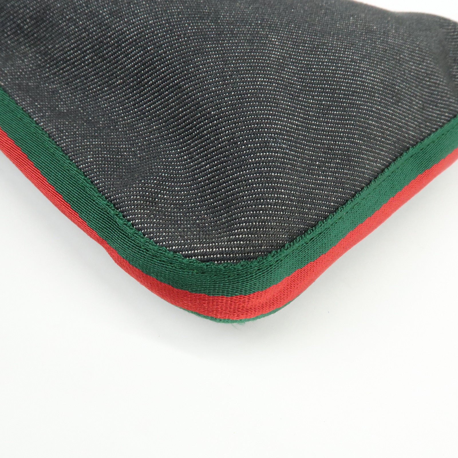 GUCCI Sherry Denim Leather Shoulder Bag Hand Bag Navy 01233