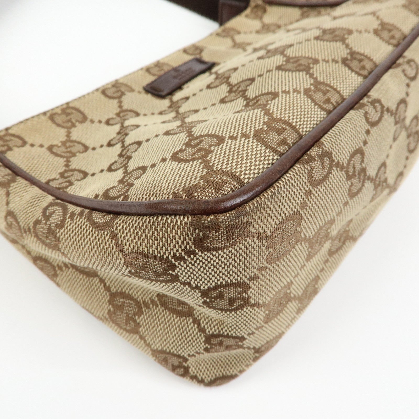 GUCCI GG Canvas Leather Mini Hand Bag Pouch Beige Brown 106644