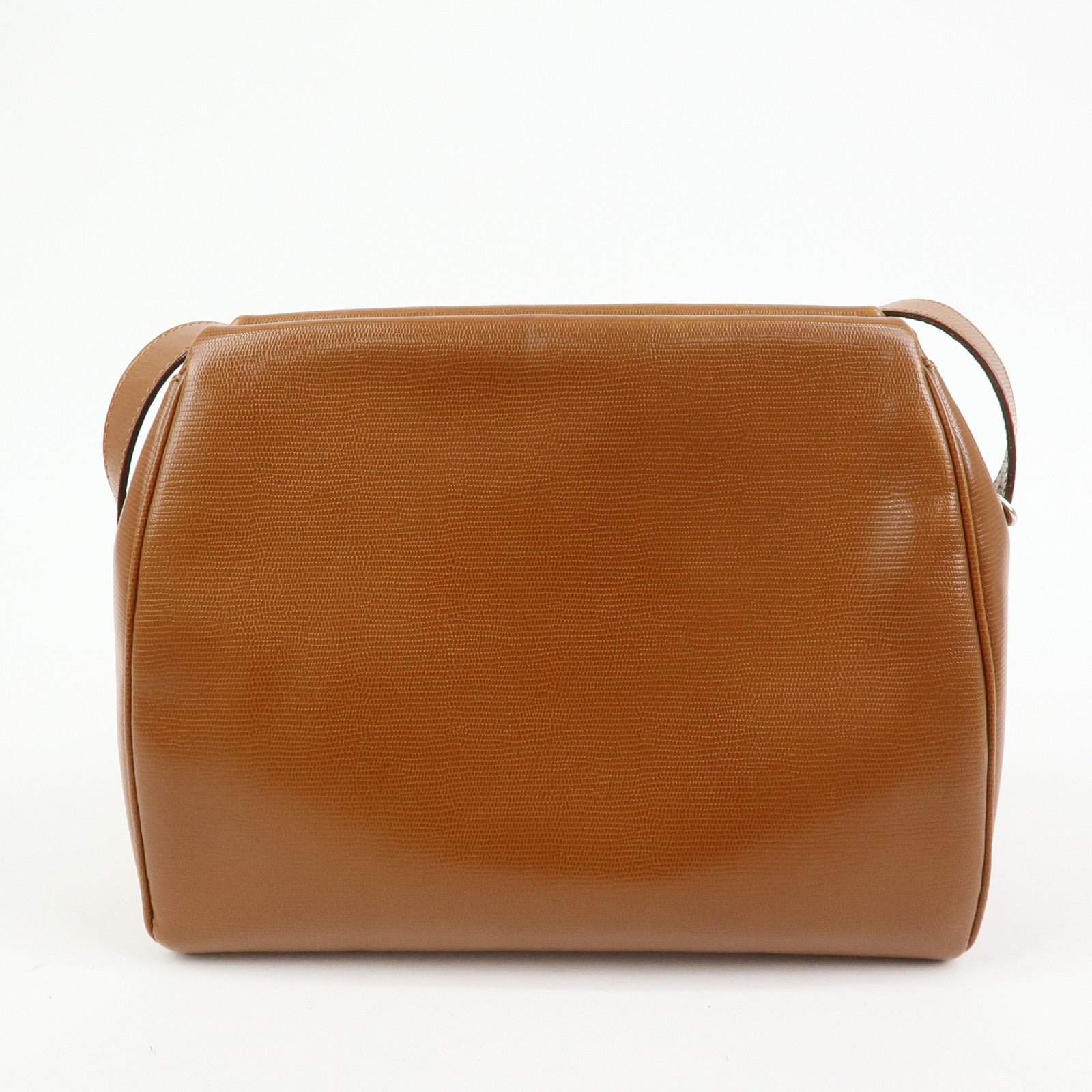 CELINE Ring Logo Leather Shoulder Bag Crossbody Bag Camel