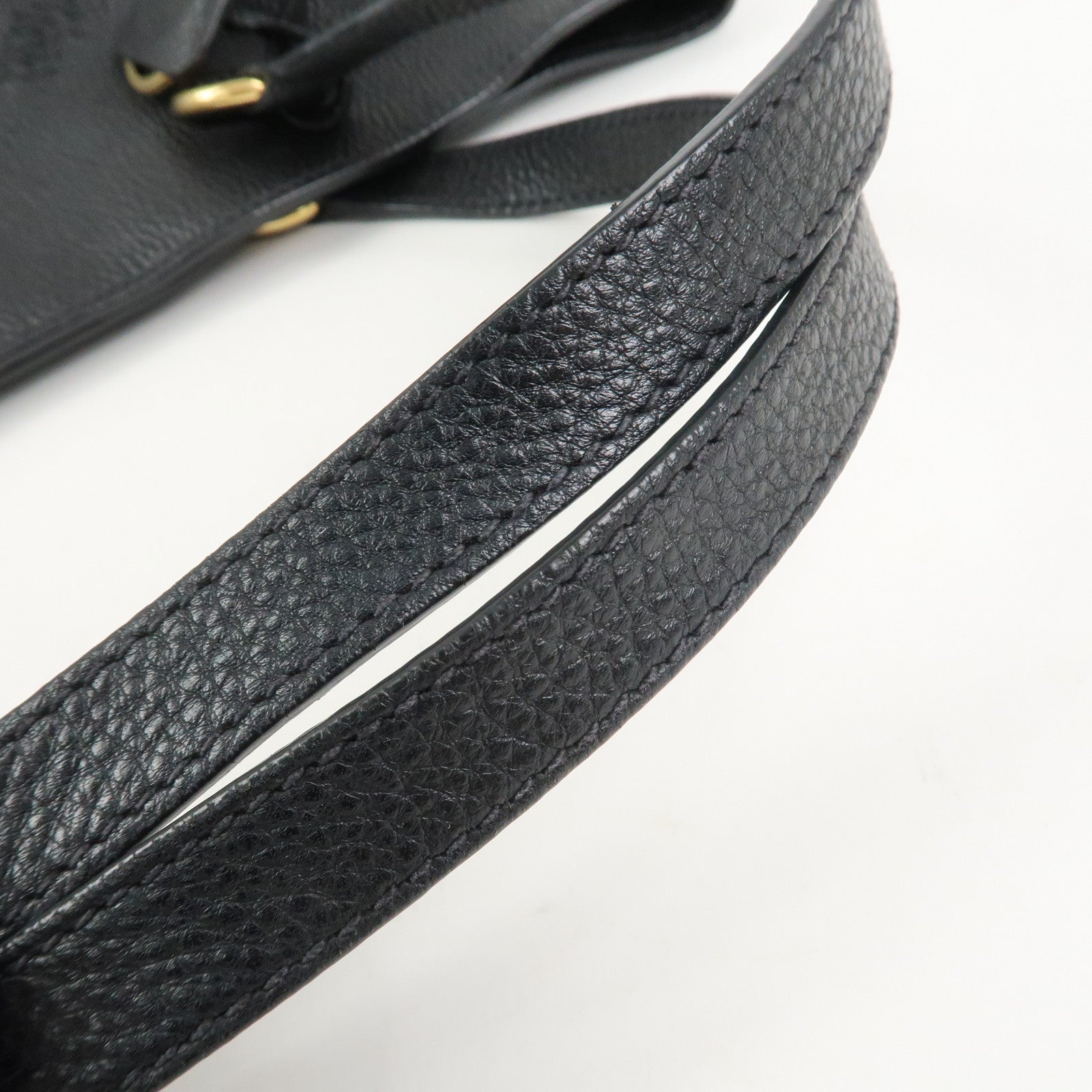 PRADA Logo Vitello Daino Leather Tote Bag Shoulder Bag Black 1BG100