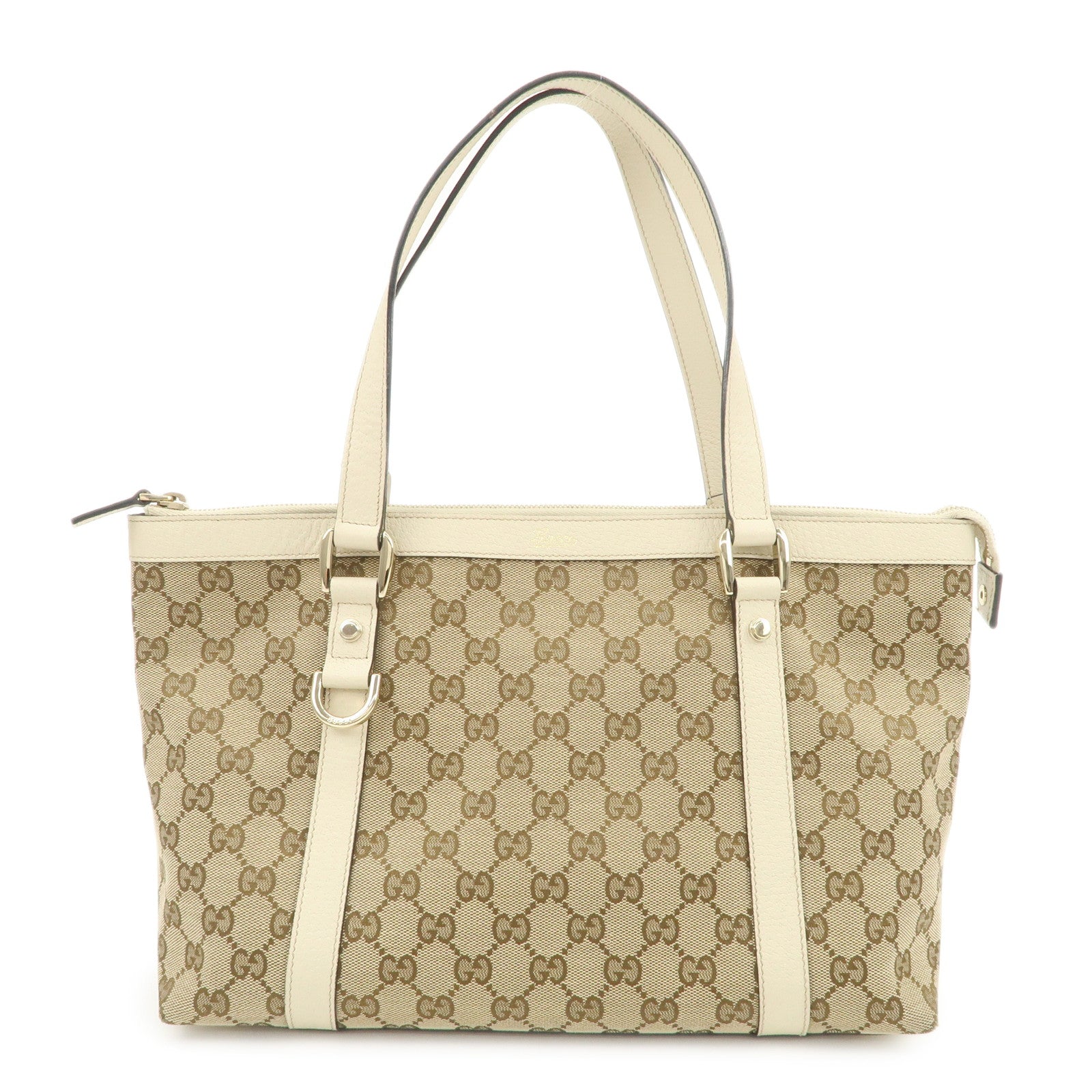 GUCCI Abbey GG Canvas Leather Tote Bag Shoulder Bag Brown 141470