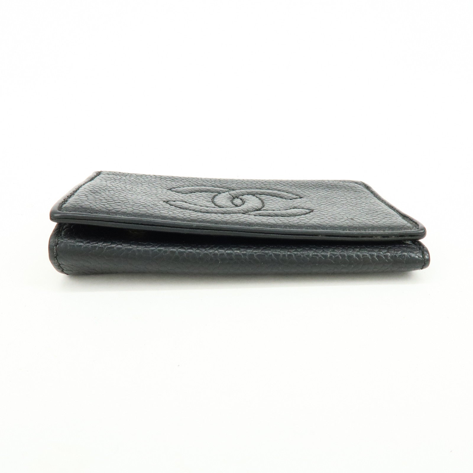 CHANEL COCO Mark Caviarskin 6Rings Key Case Key Holder Black A13502