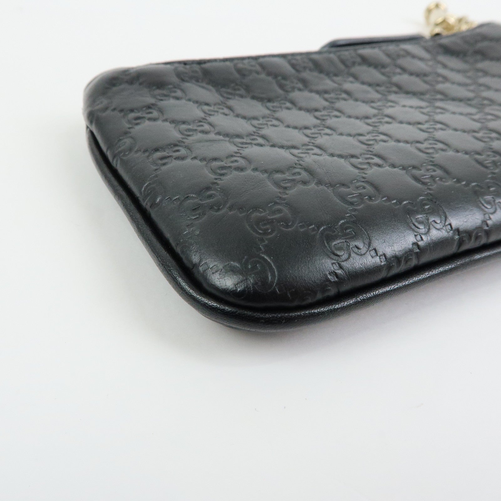 GUCCI Micro Guccissima Leather Coin Case Key Case Black 544248