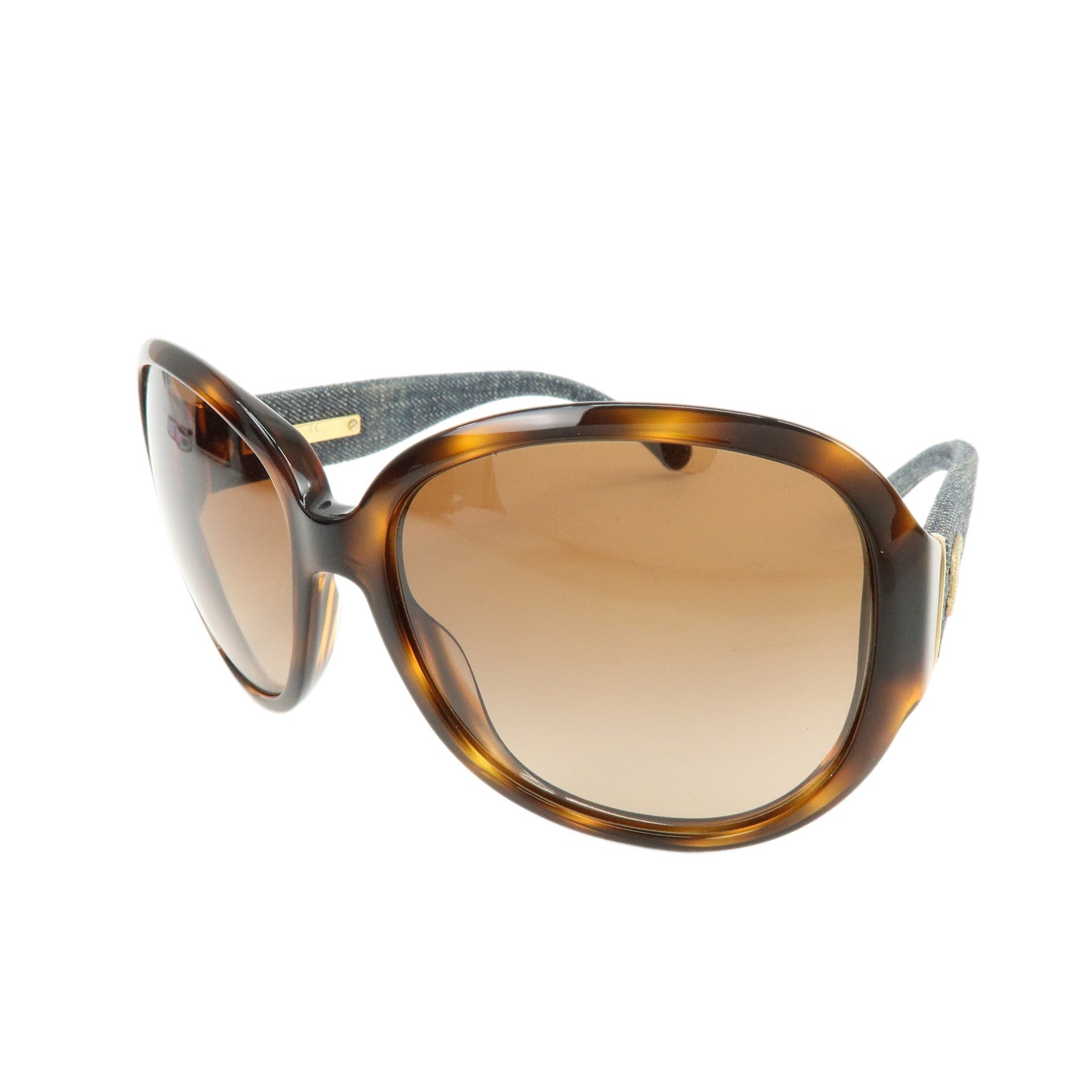 CHANEL COCO Mark Plastic Denim Sunglasses 59□16 Brown Black 5163-A