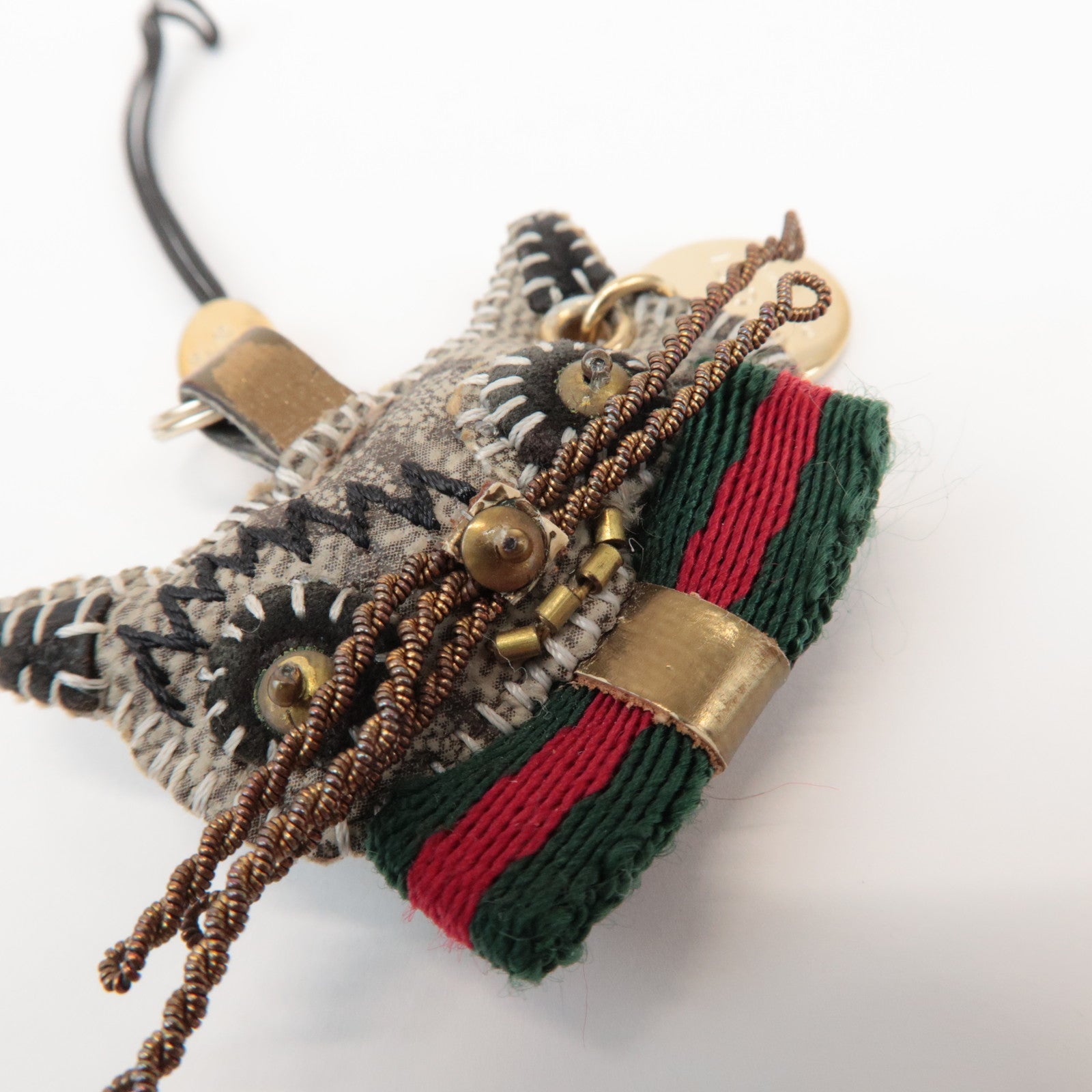 GUCCI Set of 2 Sherry GG Plus Gucciori Cat Chihuahua Key Charm