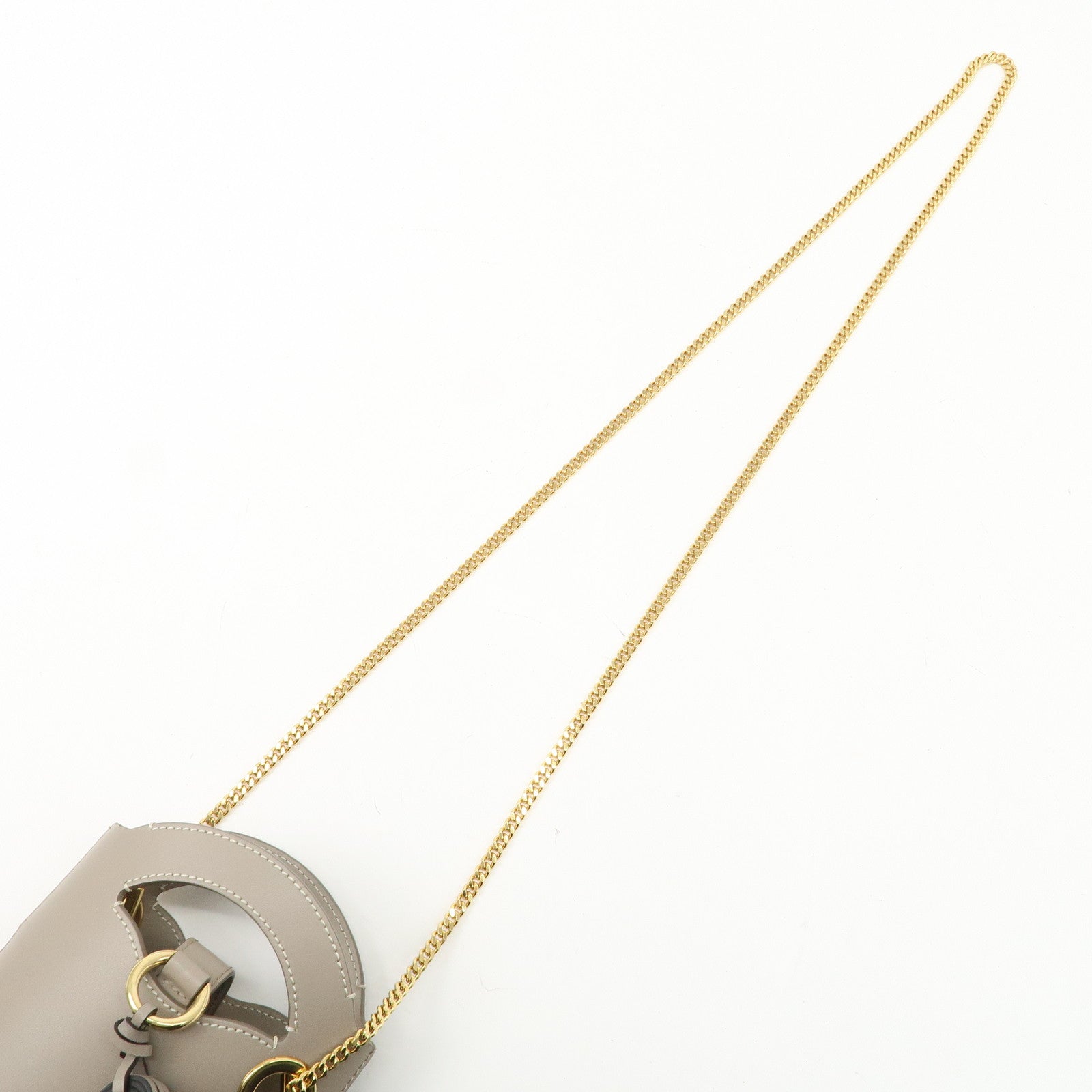 Chloe Leather Small Phone Pouch Hand Bag Shoulder Bag Greige