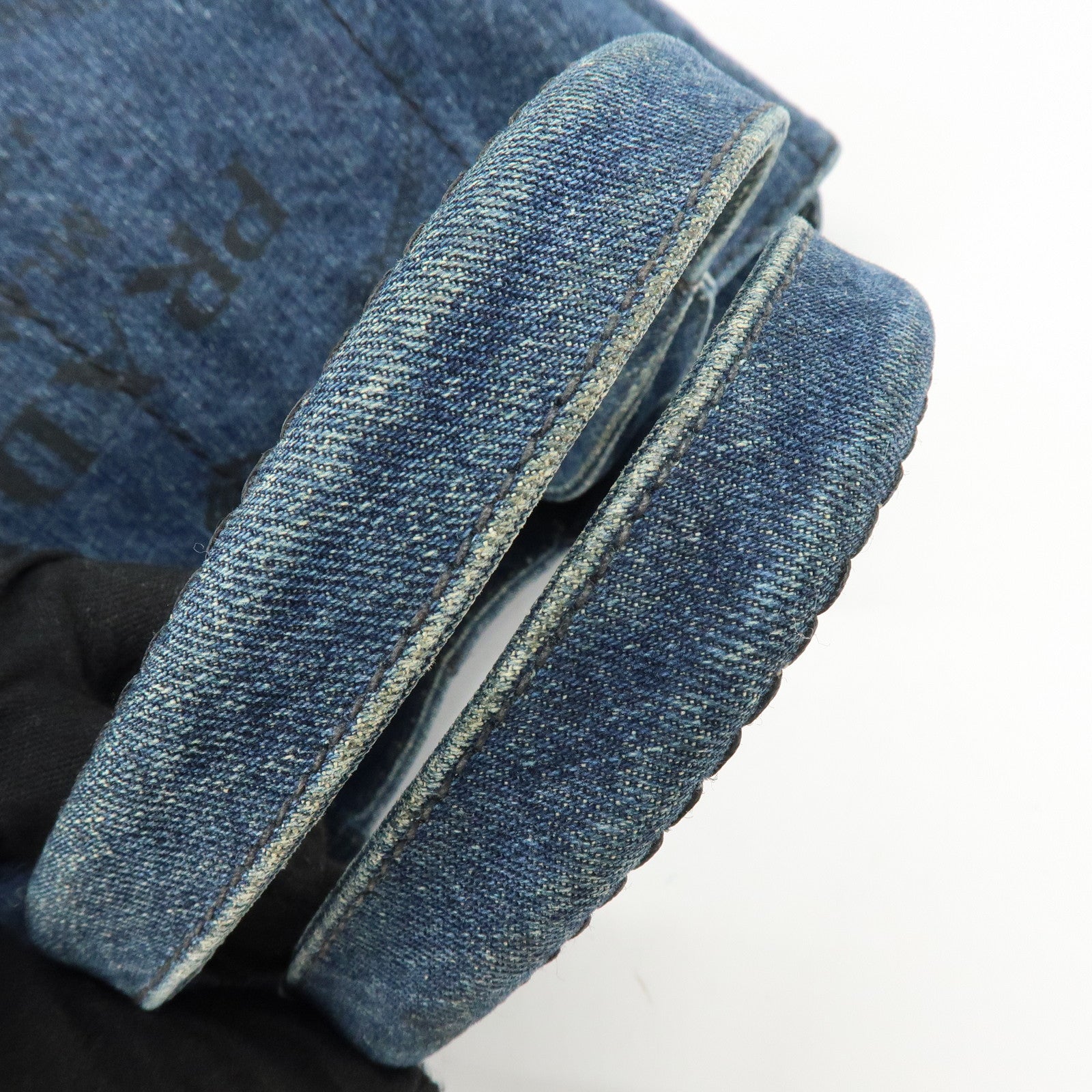 PRADA Logo Canapa Denim Large Tote Bag Hand Bag Blue B1872B