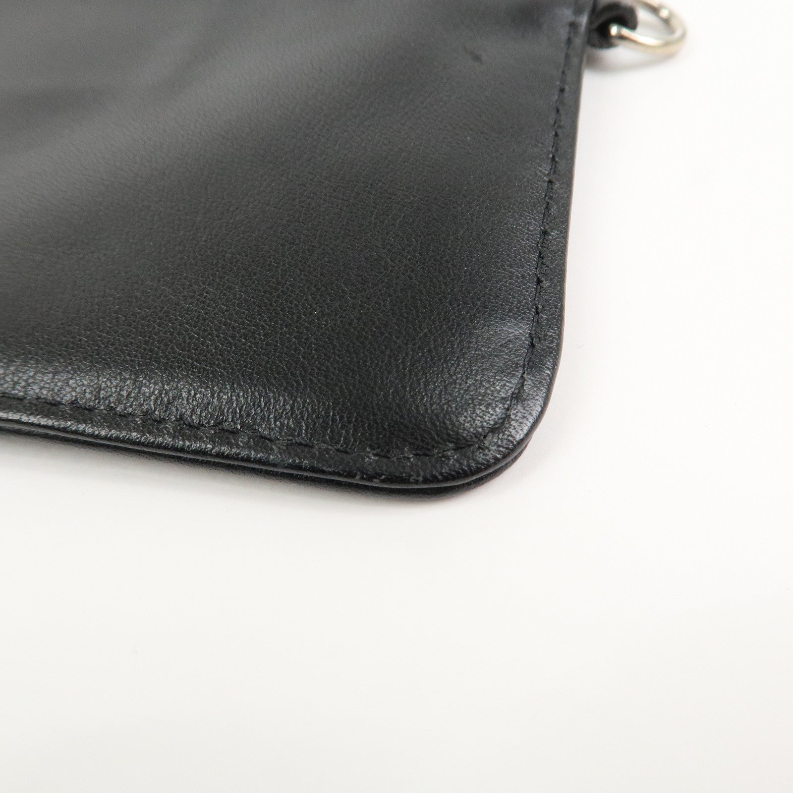 CHANEL COCO Mark Lamb Skin Coin Case Black Silver A25183