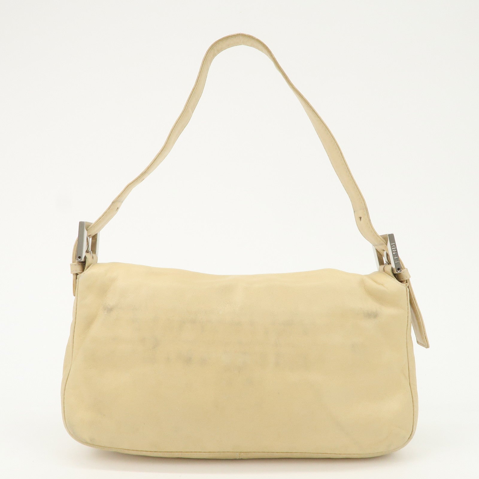 FENDI Mamma Baguette Leather Shoulder Bag Hand Bag Ivory 26424