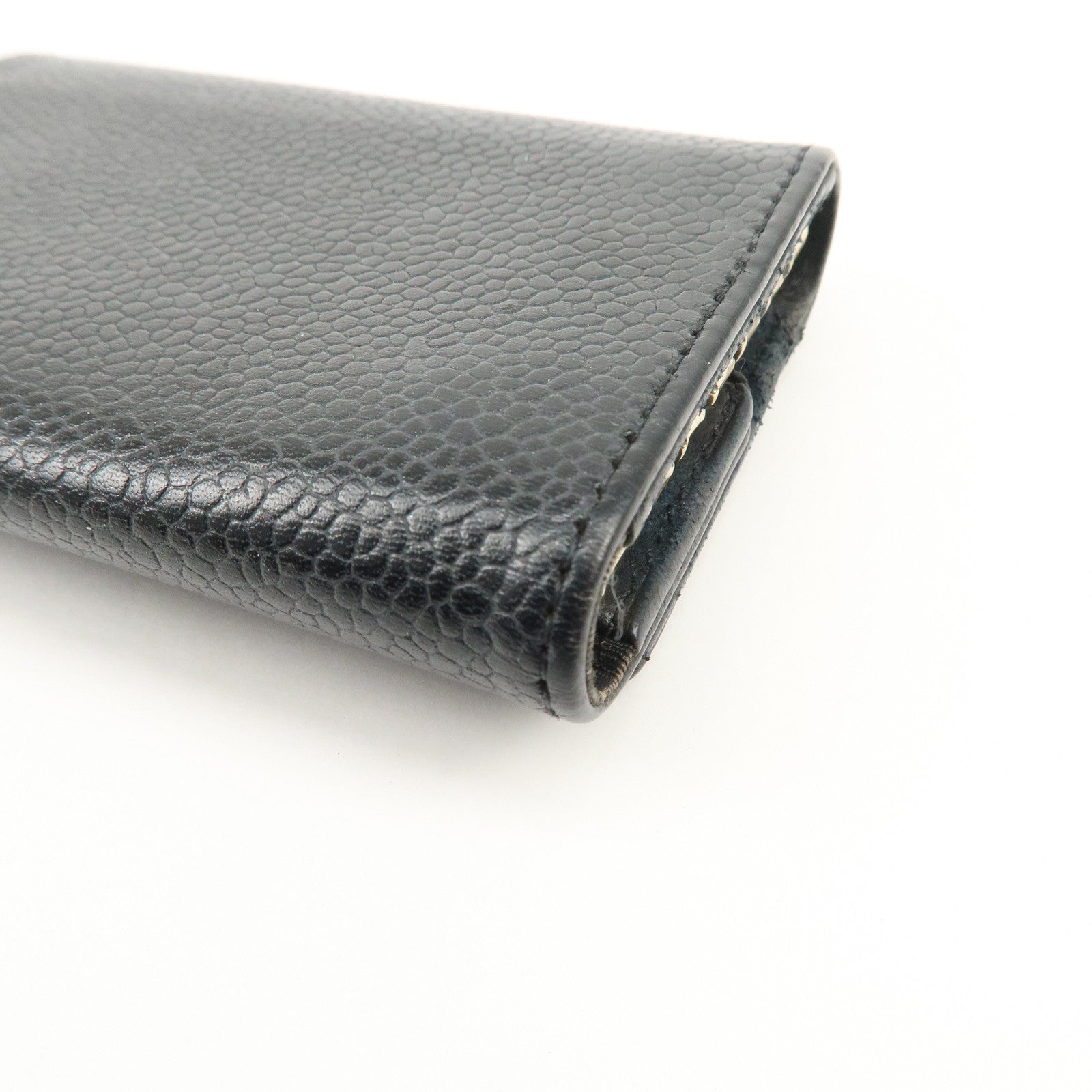 CHANEL COCO Mark Caviarskin 6 Rings Key Case Key Holder A13502