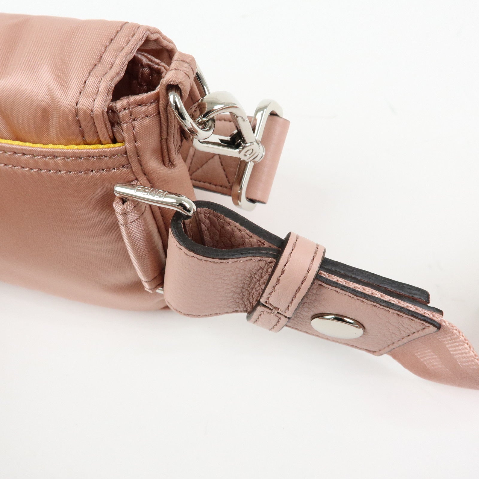 FENDI Baguette Mini Nylon Leather 2WAY Bag ×PORTER Pink 7AS138