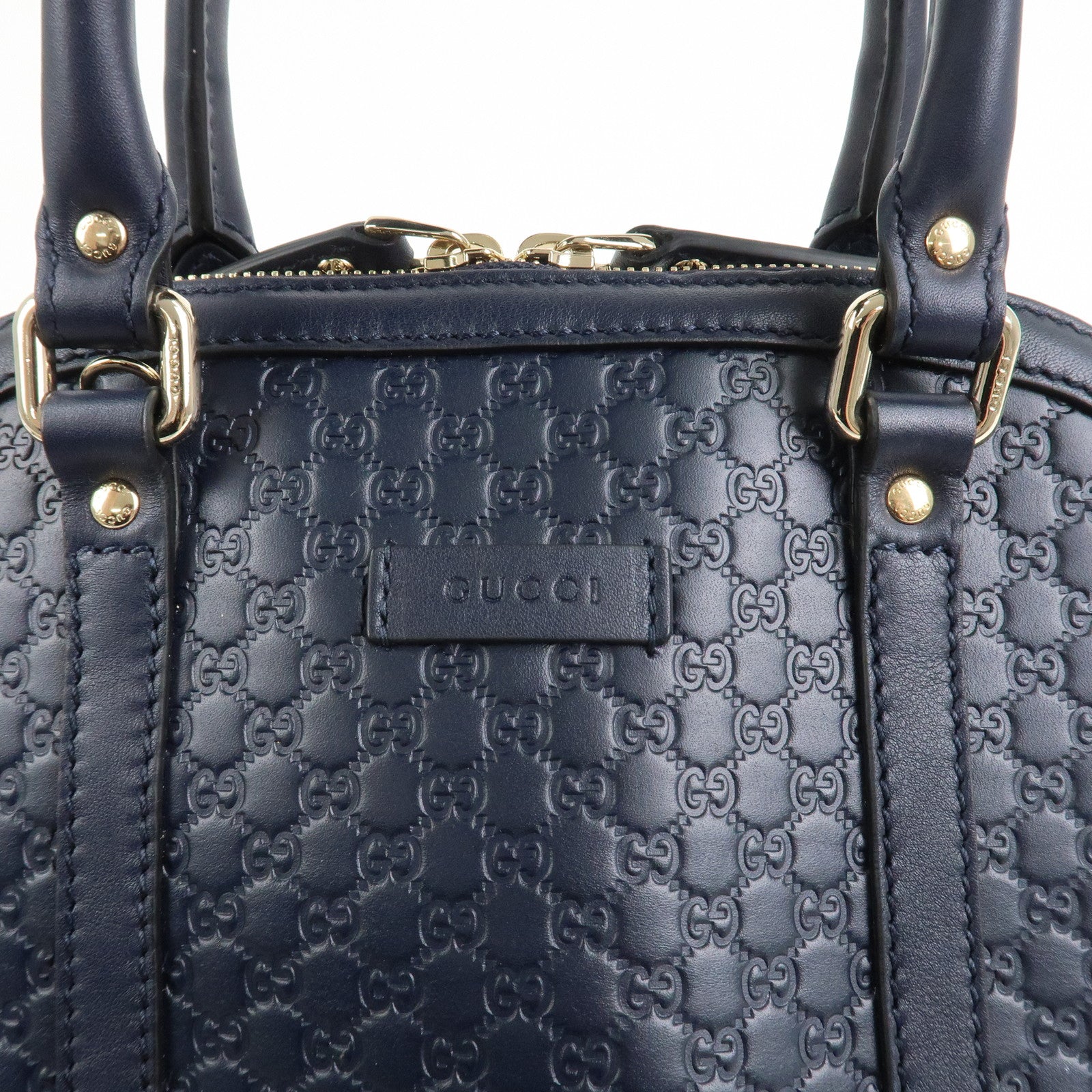 GUCCI Micro Guccissima Leather 2Way Hand Shoulder Bag Navy 449654