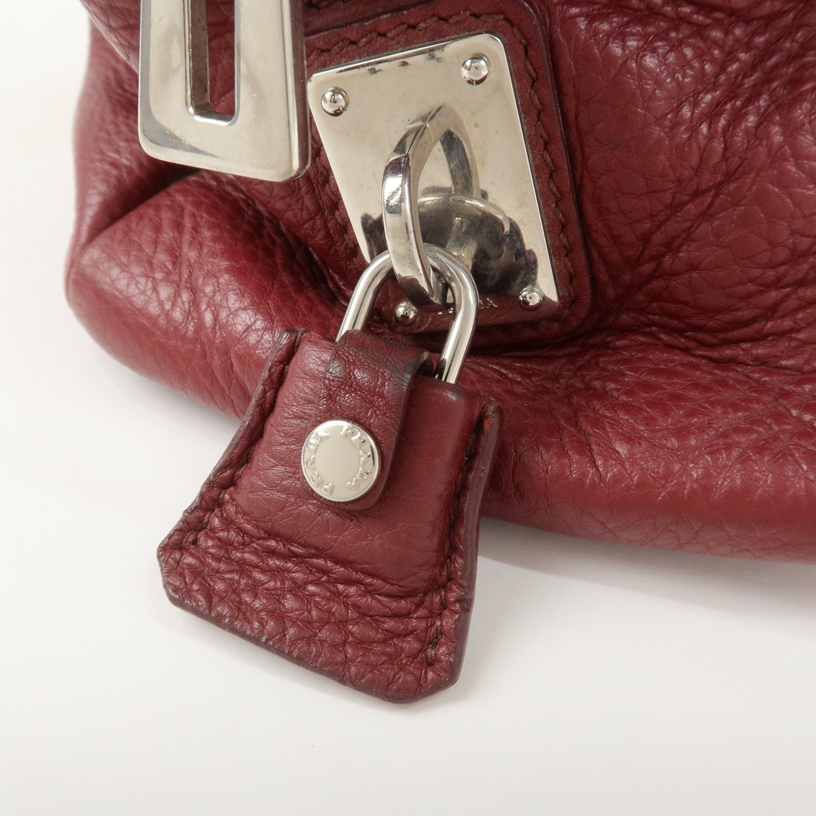 PRADA Triangle Logo 2Way Bag Hand Shoulder Bag Bordeaux 1BA853