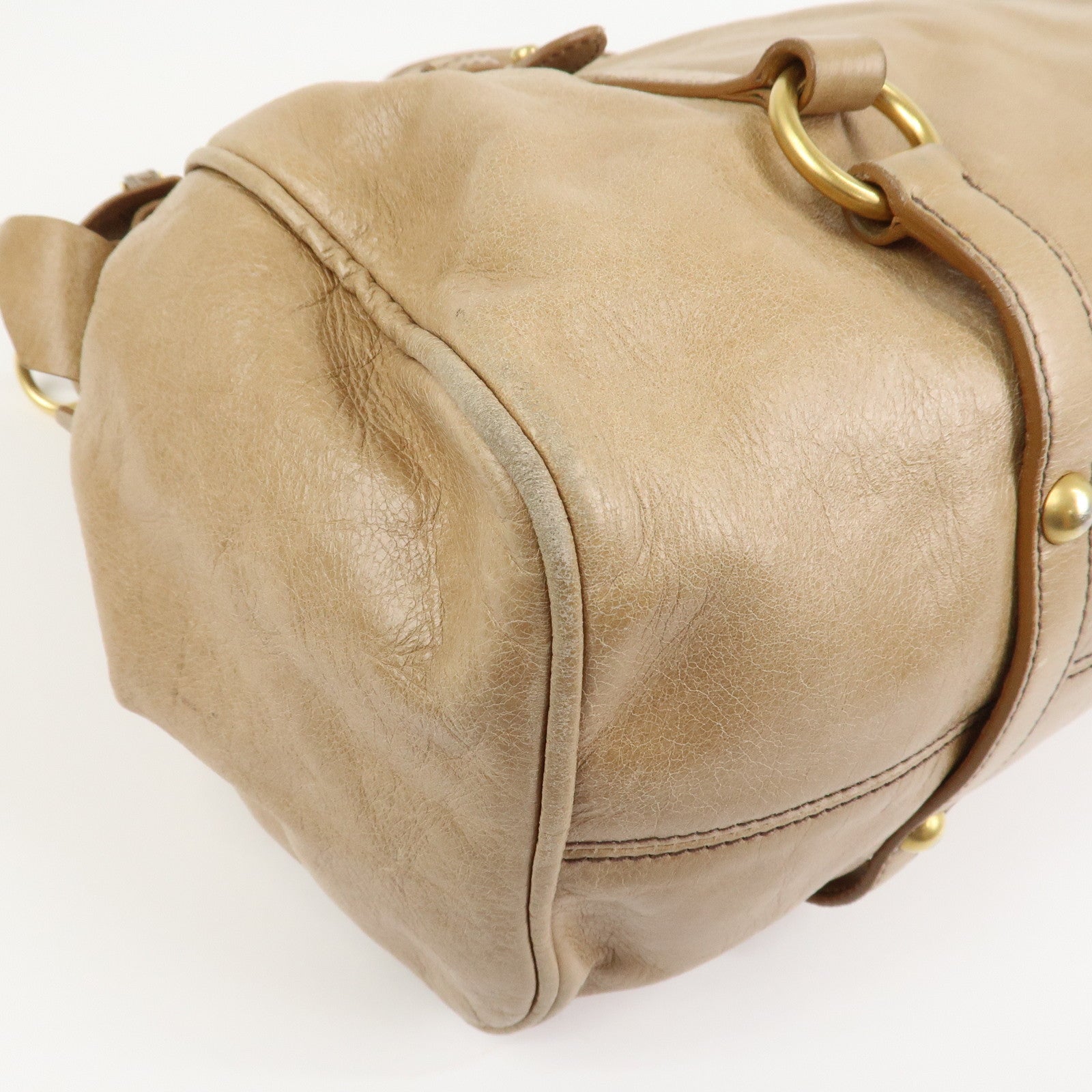 MIU MIU Side Ribbon Leather 2Way Hand Shoulder Bag Brown RT0438