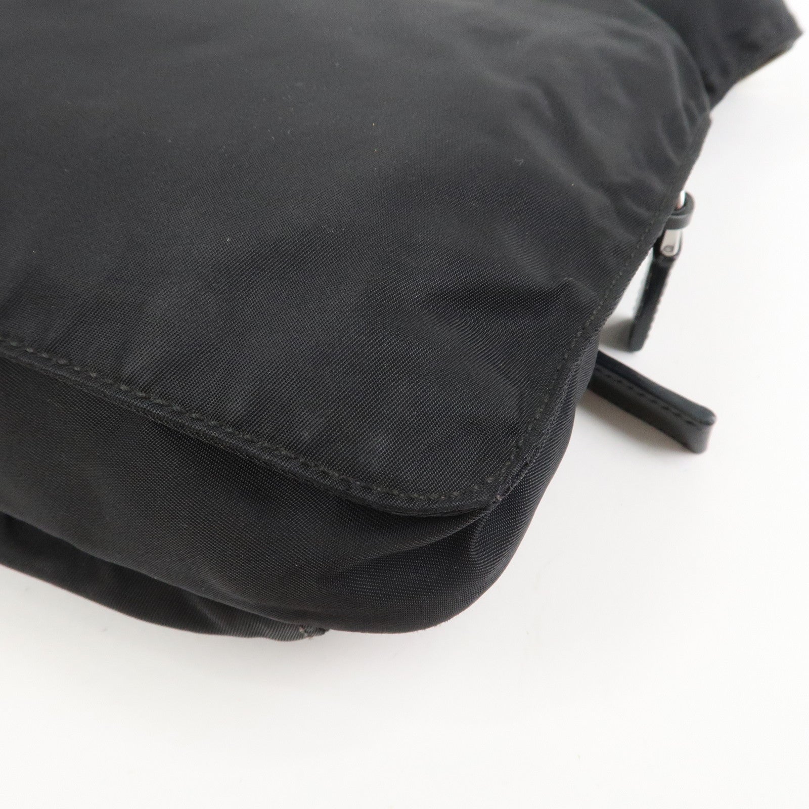 PRADA Nylon Leather Shoulder Bag Crossbody Bag Black BT0521