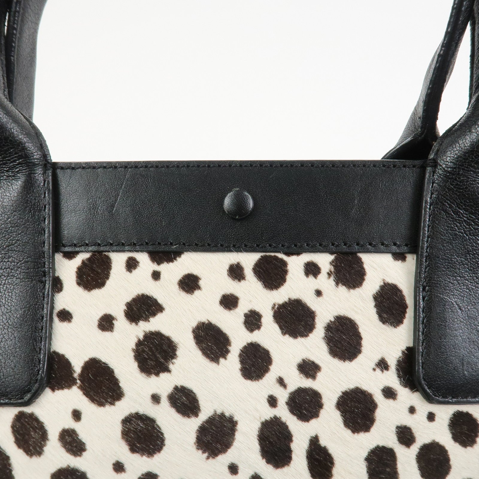 Chloe Alison Unborn Calf Leather Dalmatian Tote Bag Black Ivory