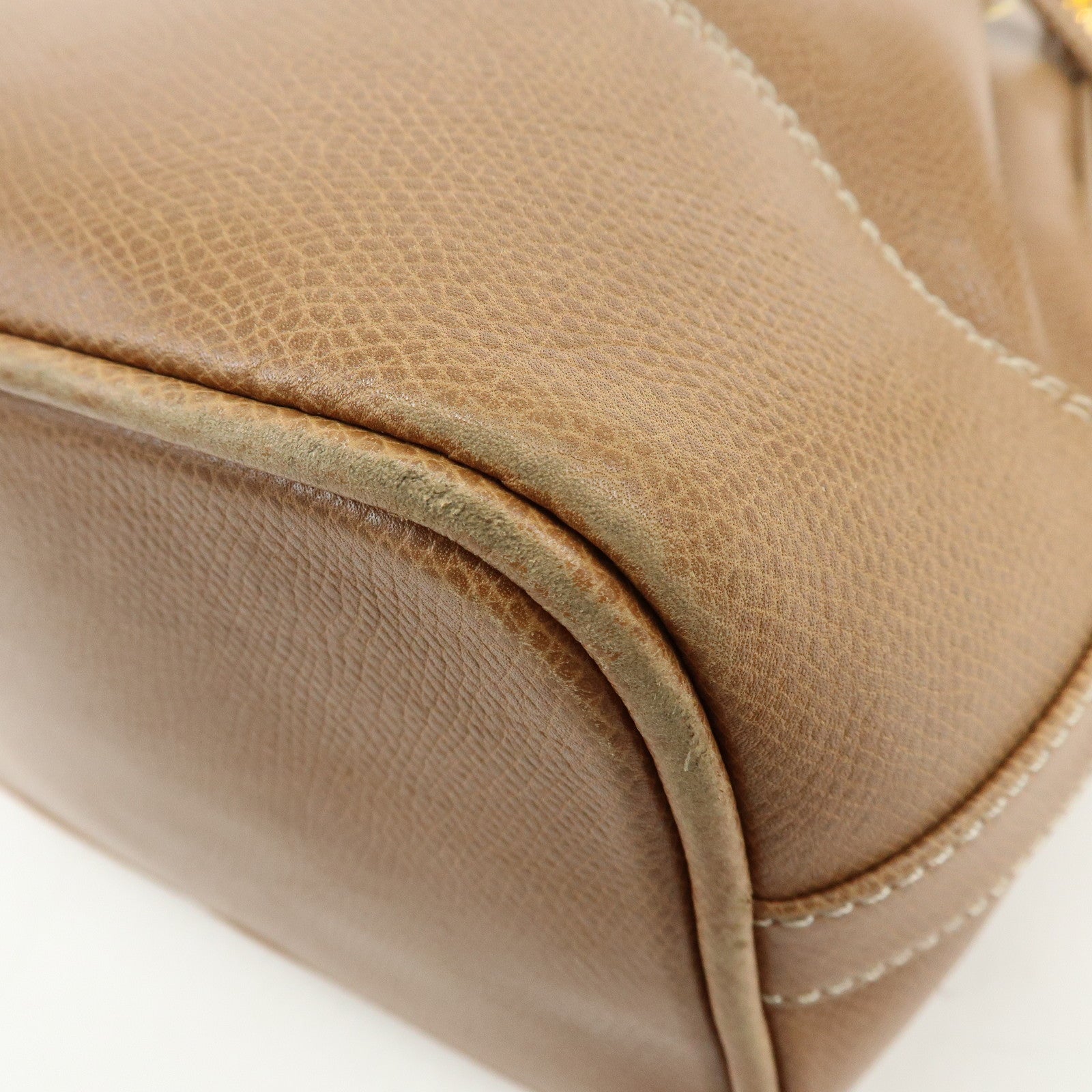 LOEWE Anagarm Leather Drawstring Shoulder Bag Brown