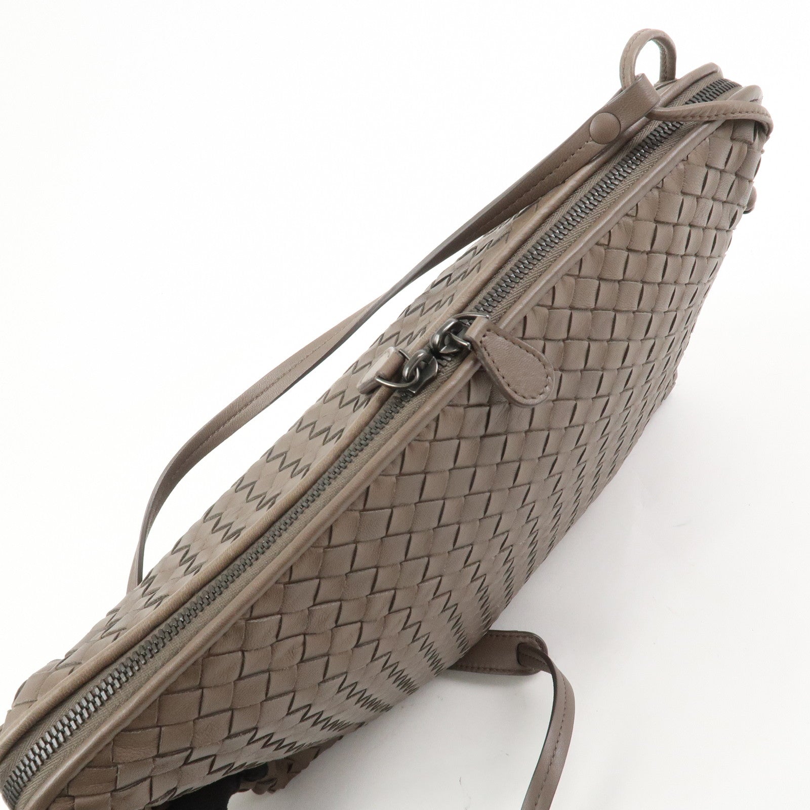 BOTTEGA VENETA Intrecciato Leather Shoulder Crossbody Bag Greige