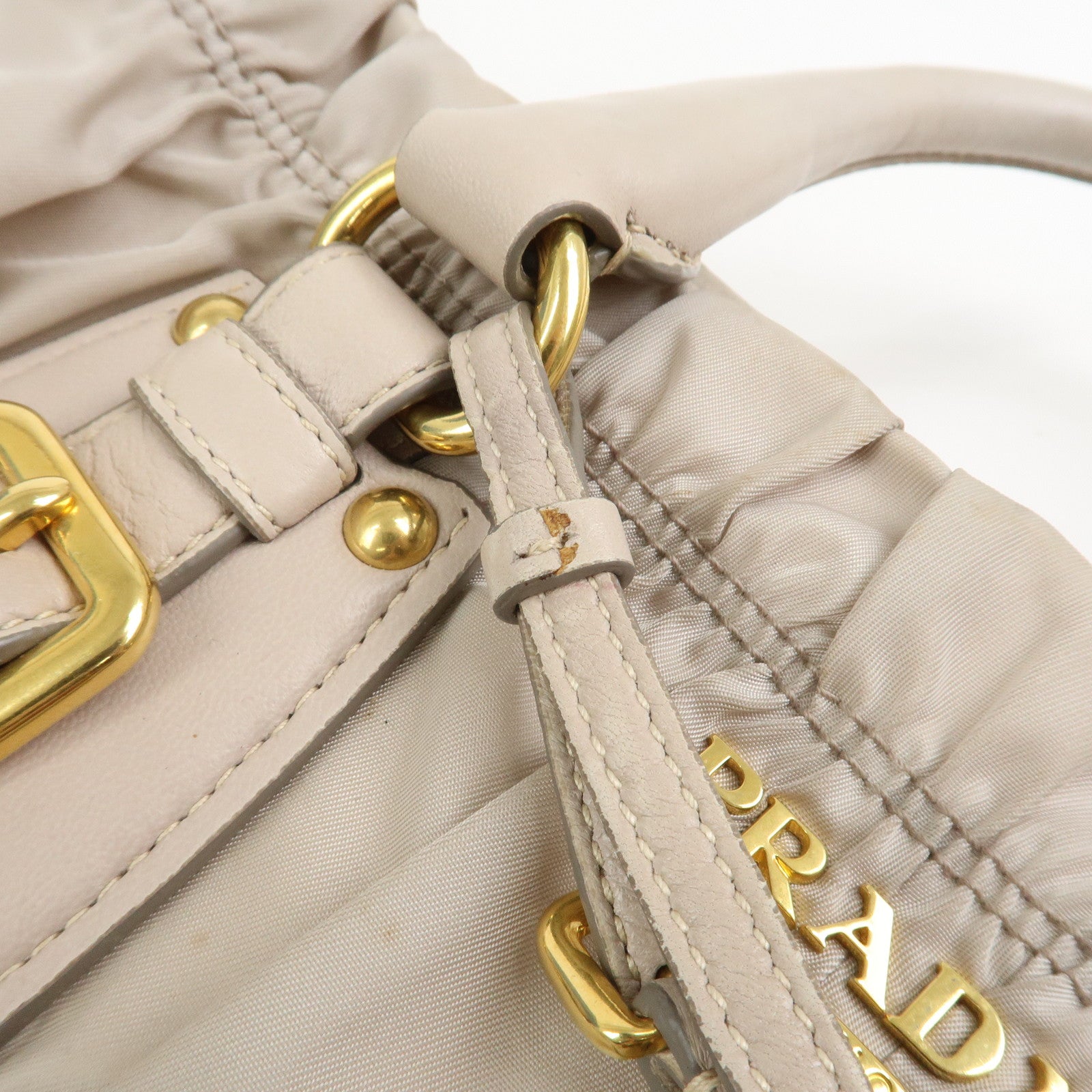 PRADA Nylon Leather 2Way Bag Hand Bag Shoulder Bag Gray BN1407