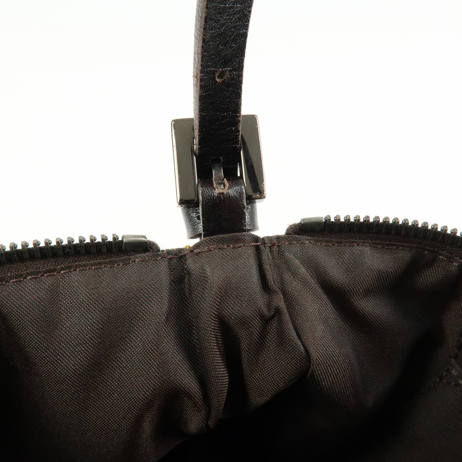 FENDI Zucca Canvas Leather Hand Bag Shoulder Bag Brown 8BR156