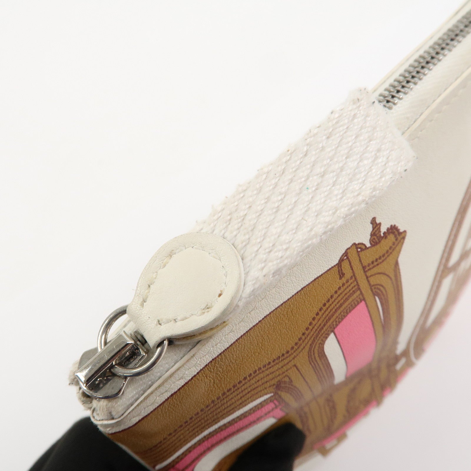 HERMES Carre Calf Skin Pocket Pouch BALADE EN BERLINE Ivory Brown