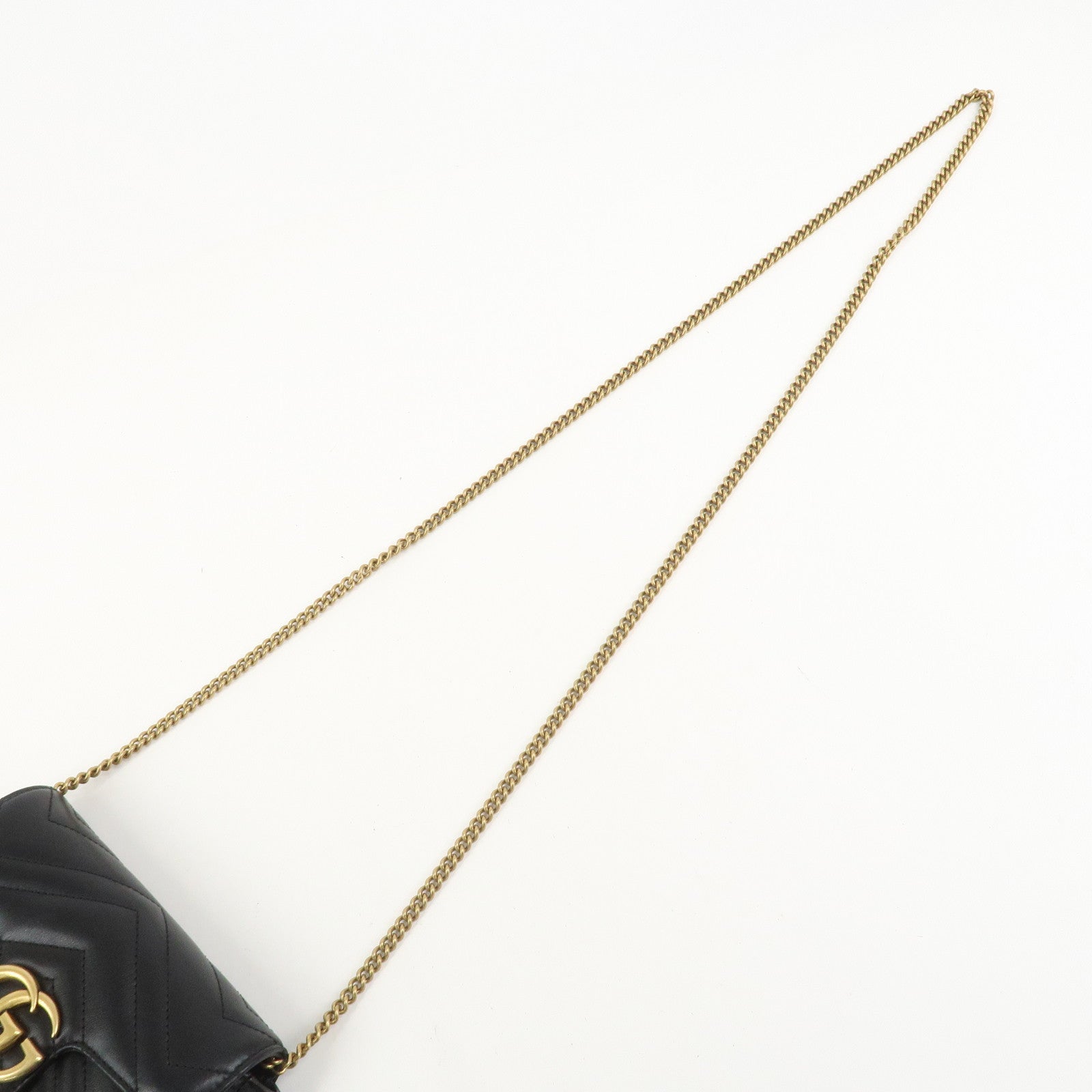 GUCCI GG Marmont Leather Chain Shoulder Bag Black 476433