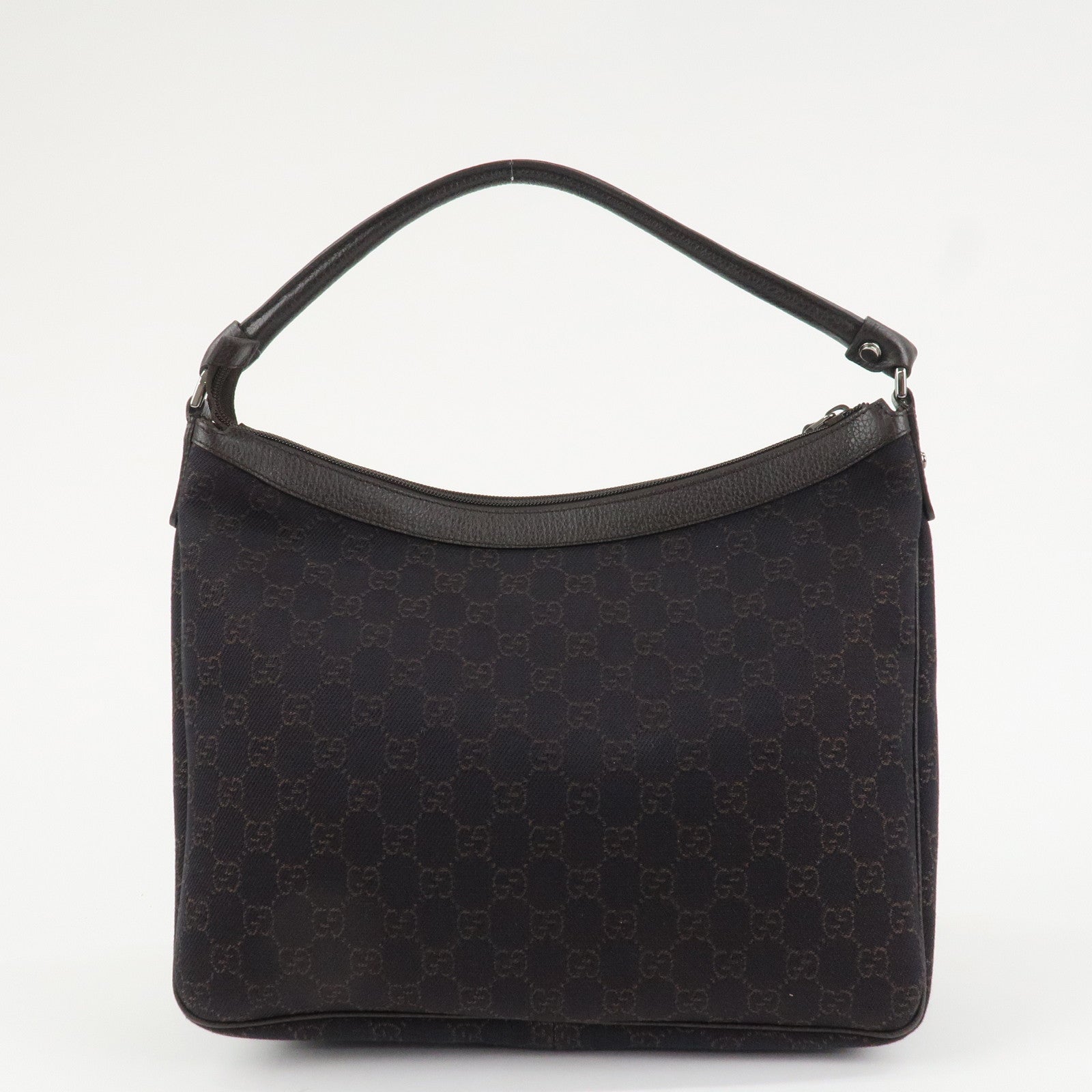 GUCCI Abbey Leather Canvas Shoulder Bag Hand Bag Dark Brown 293581 Used