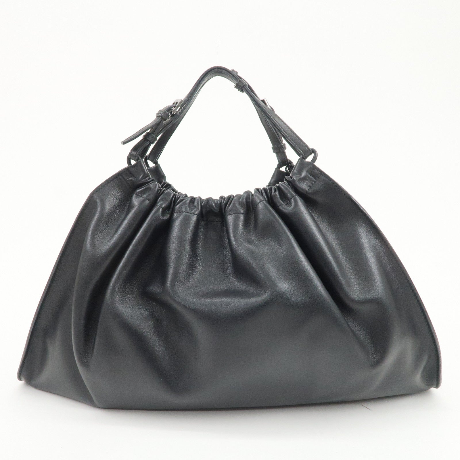 GUCCI Leather Tote Bag Hand Bag Black 76554