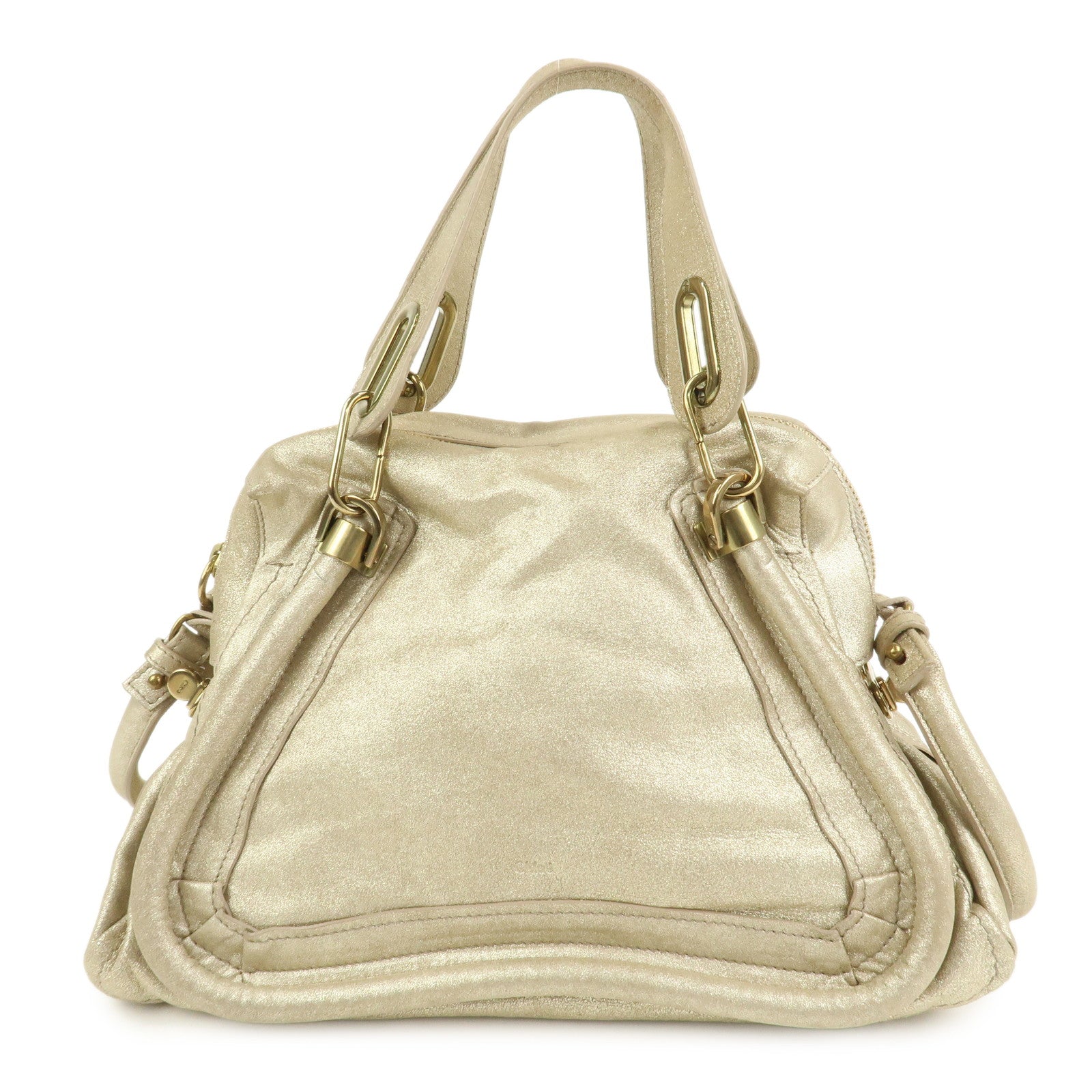 Chloe Paraty Leather 2Way Bag Hand Bag Shoulder Bag Gold 041056-09
