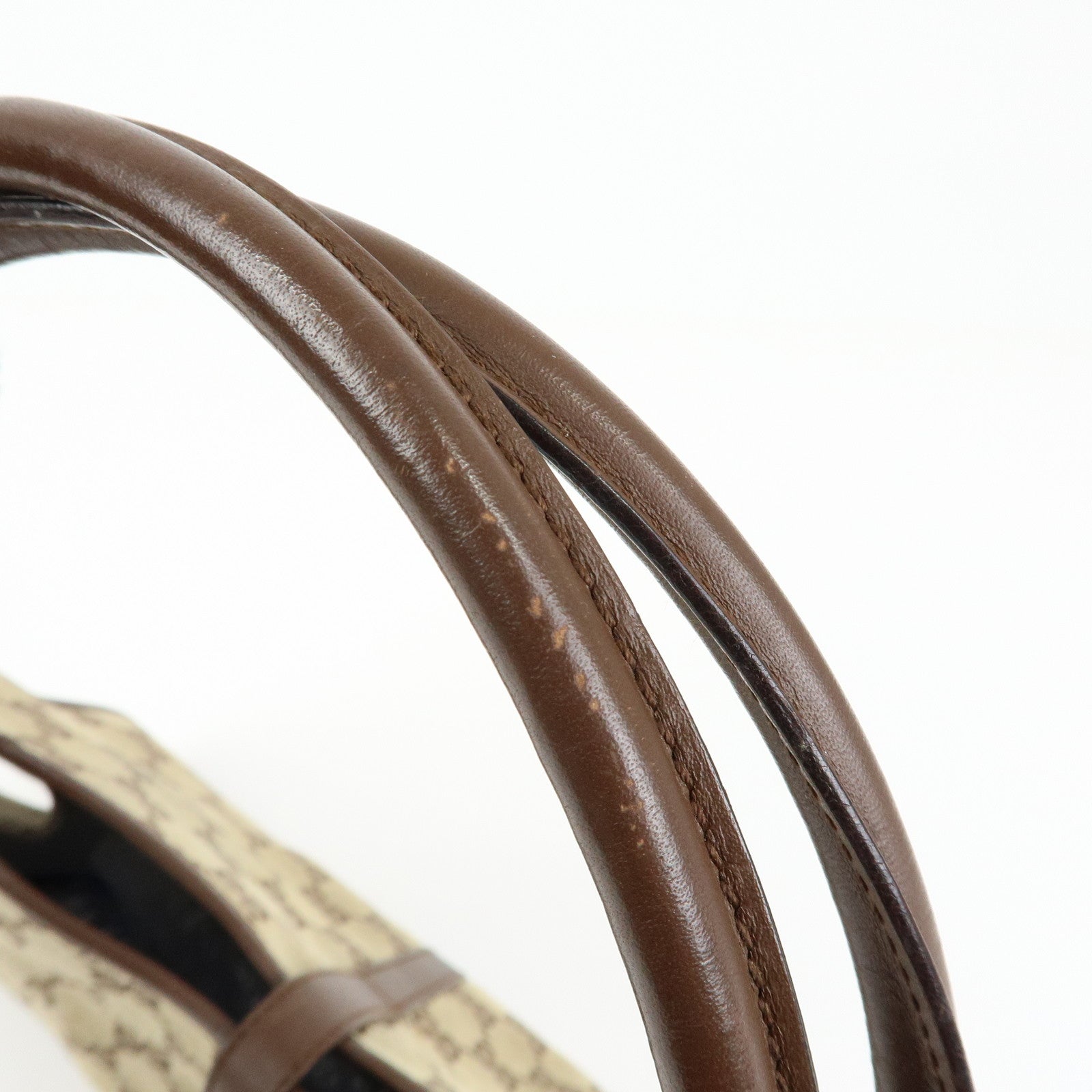 GUCCI Jackie GG Canvas Leather Hand Bag Brown 002.1068