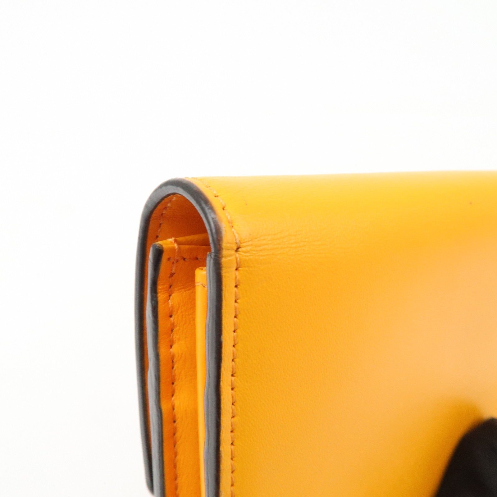 FENDI Logo Leather Long Wallet Orange Gold HDW 8M0251