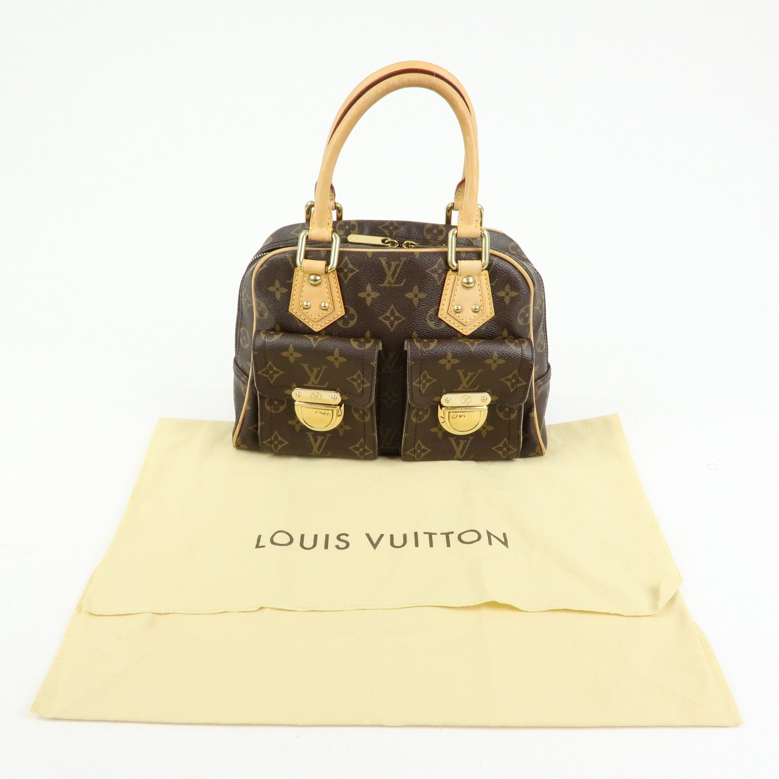 Louis Vuitton Monogram Manhattan PM Hand Bag Brown M40026