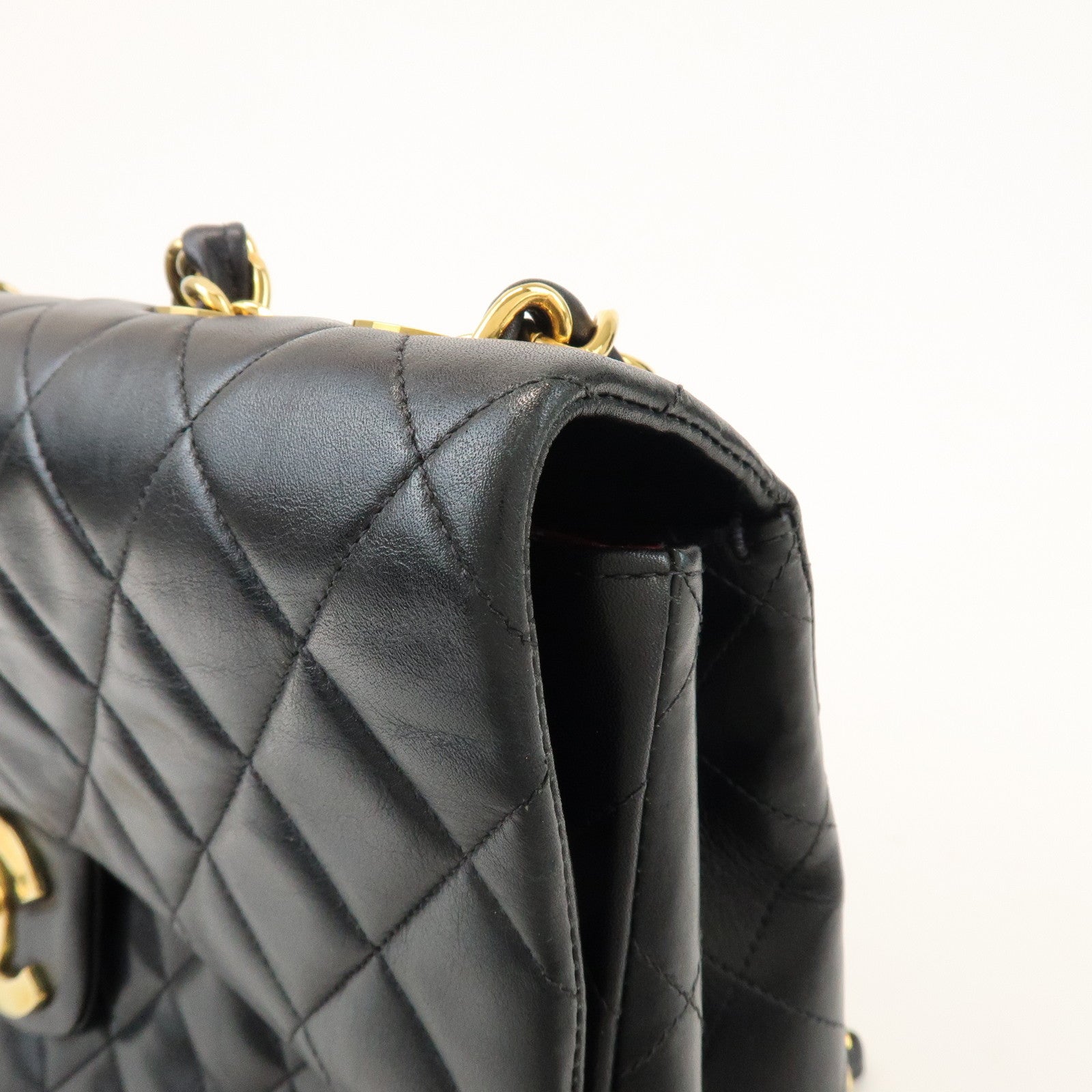 CHANEL Jumbo Matelasse 34 Lamb Skin Shoulder Bag Black A01094