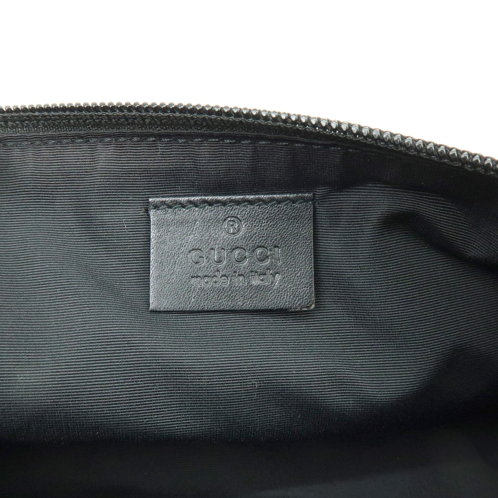 GUCCI Boat Bag GG Canvas Accessory Pouch Hand Bag Black 07198
