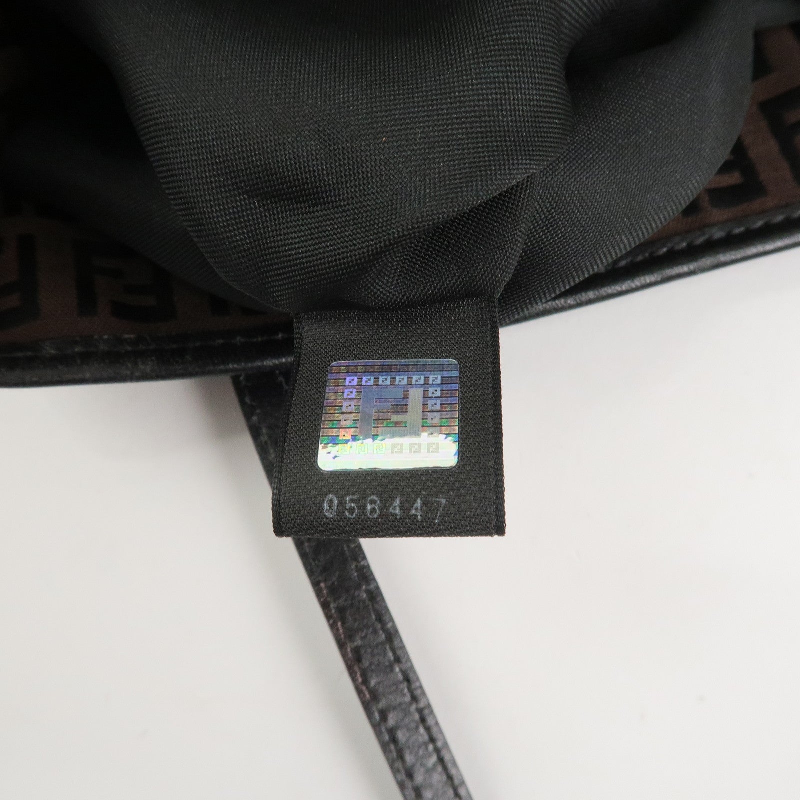 FENDI Zucchino Canvas Leather Tote Bag Hand Bag Brown Black 8BH074