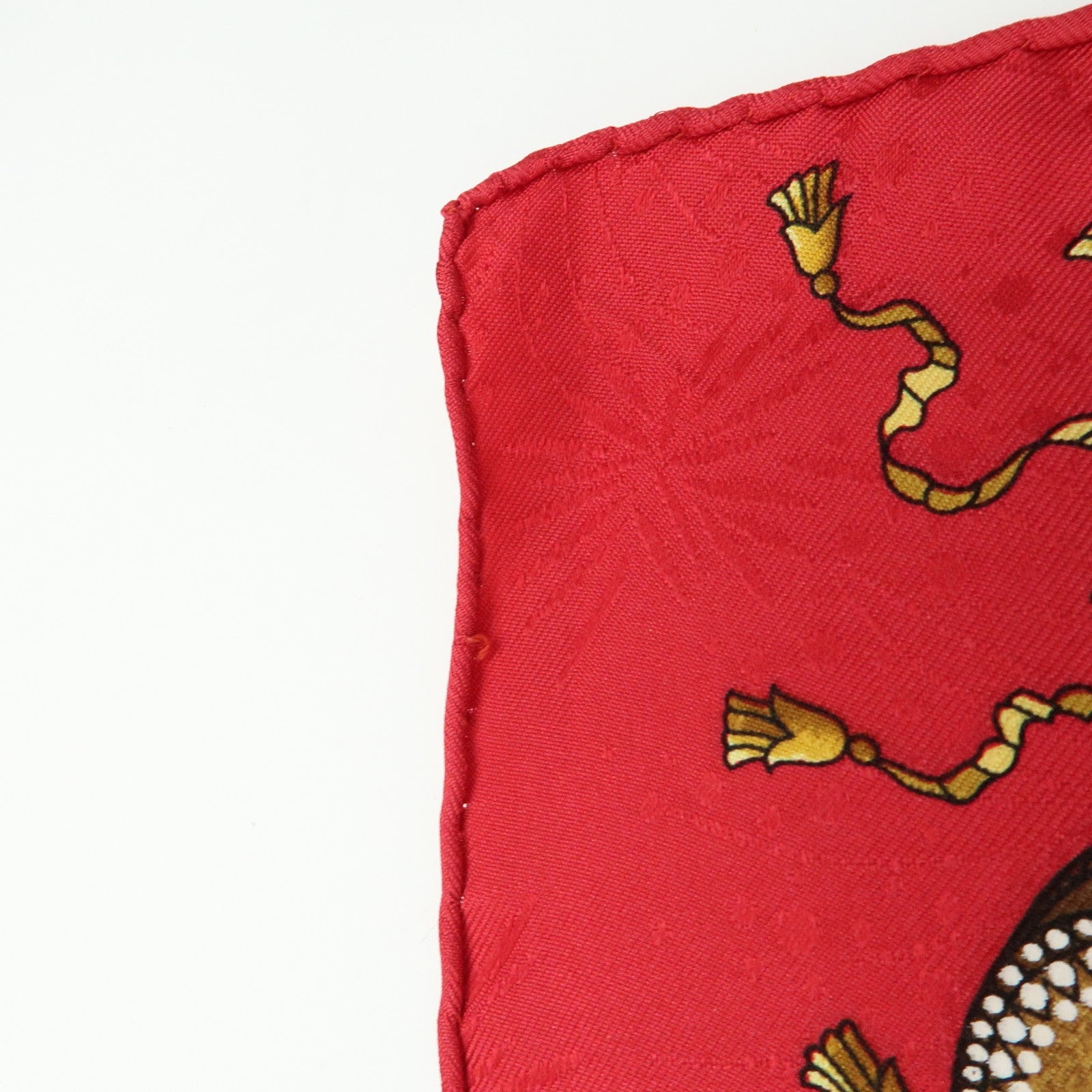 HERMES Carre 90 Silk 100% Scarf LES FERES DU ROI SOLEIL Red Gold