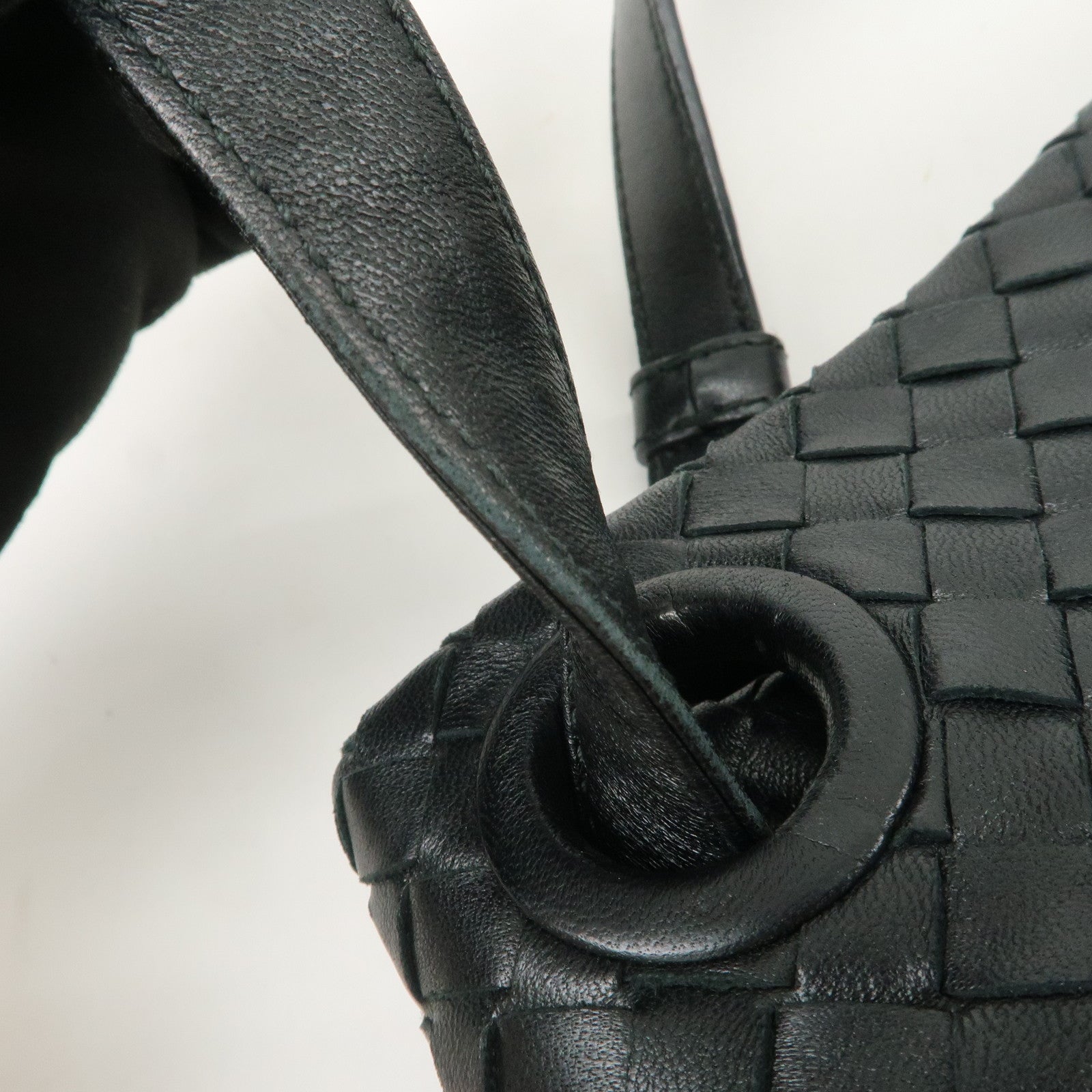 BOTTEGA VENETA Intrecciato Leather Tote Bag Hand Bag Black