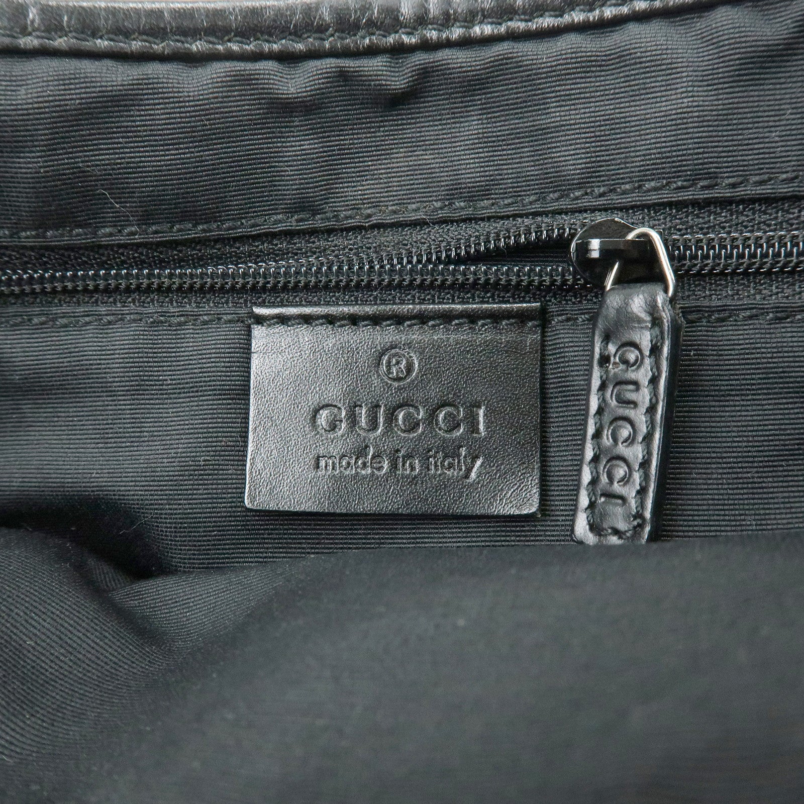 GUCCI Jackie GG Denim Leather Shoulder Bag Hand Bag Black 00963